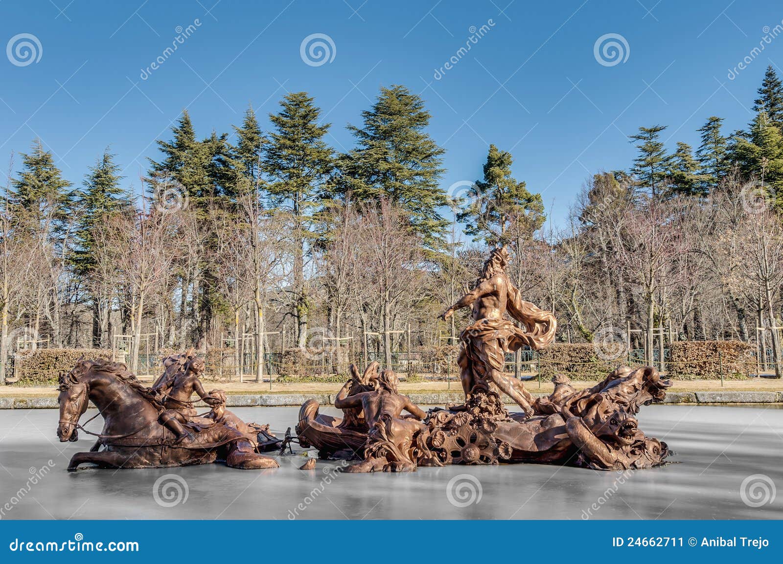 horse race fountain at la granja palace, spain