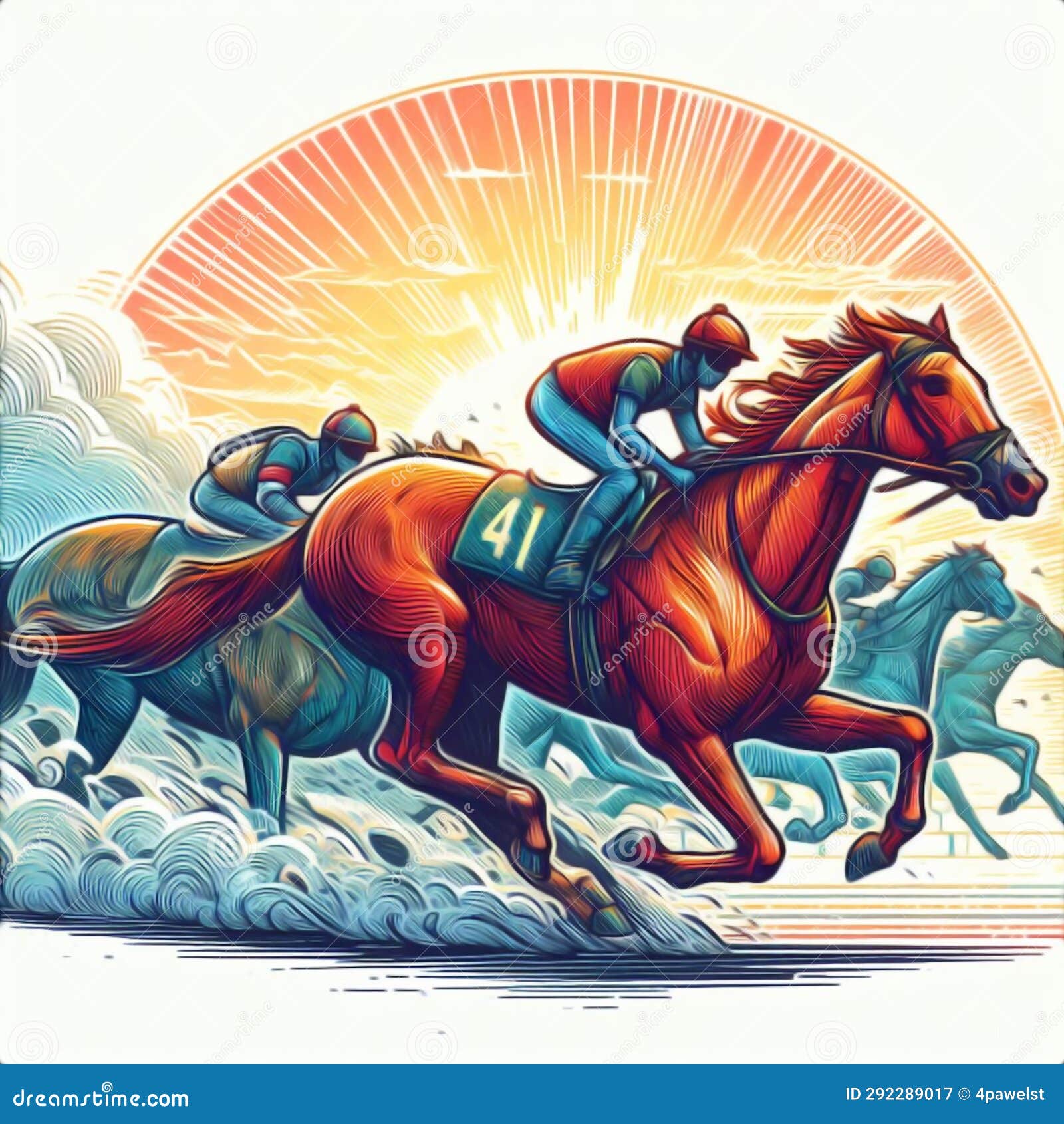 Horse racing drawing stock illustration. Illustration of cartoon