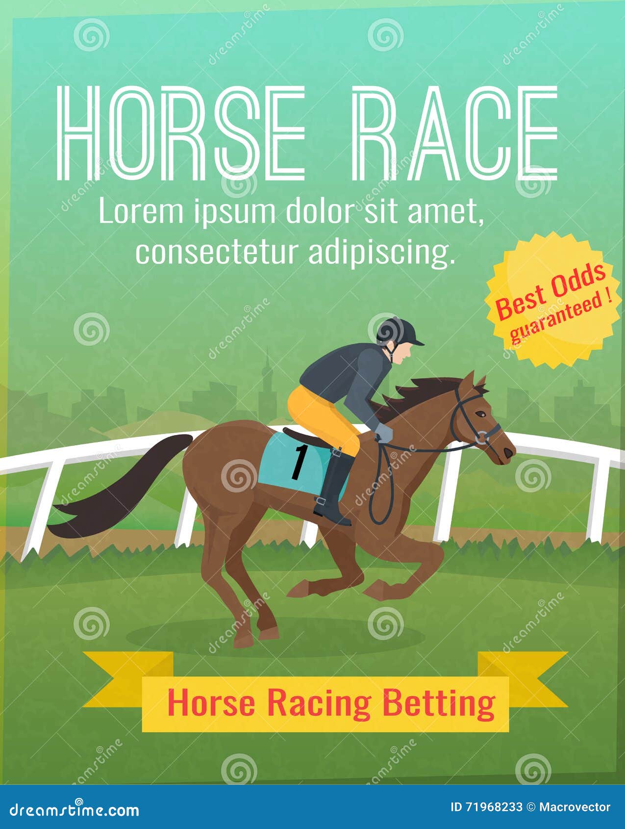 Horse Racing Poster stock vector. Illustration of quotes - 71968233