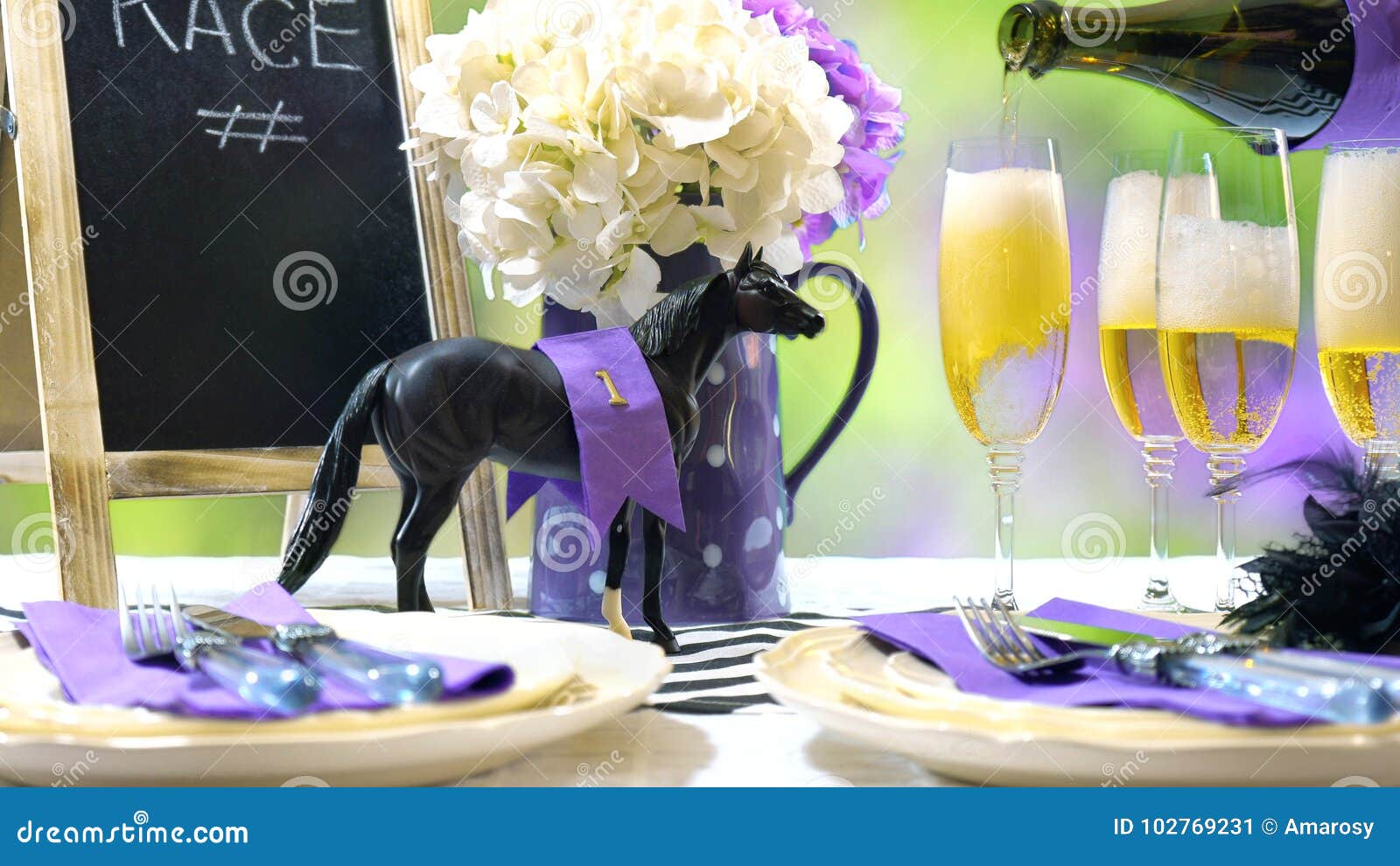 horse racing racing day luncheon table setting