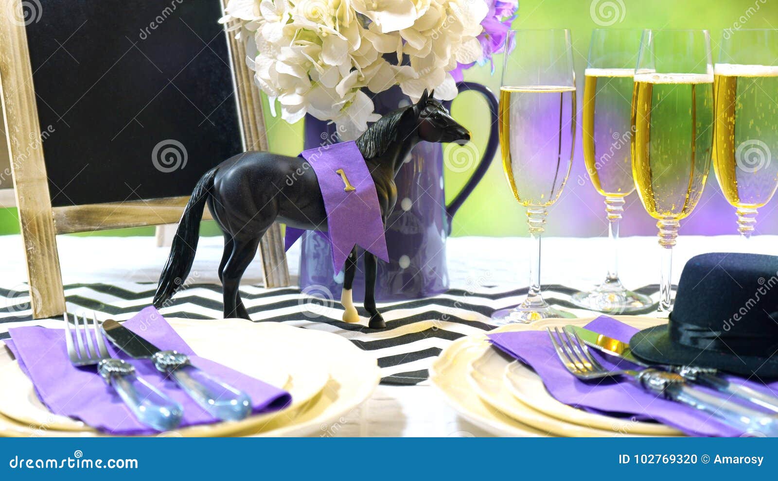 horse racing racing day luncheon table setting
