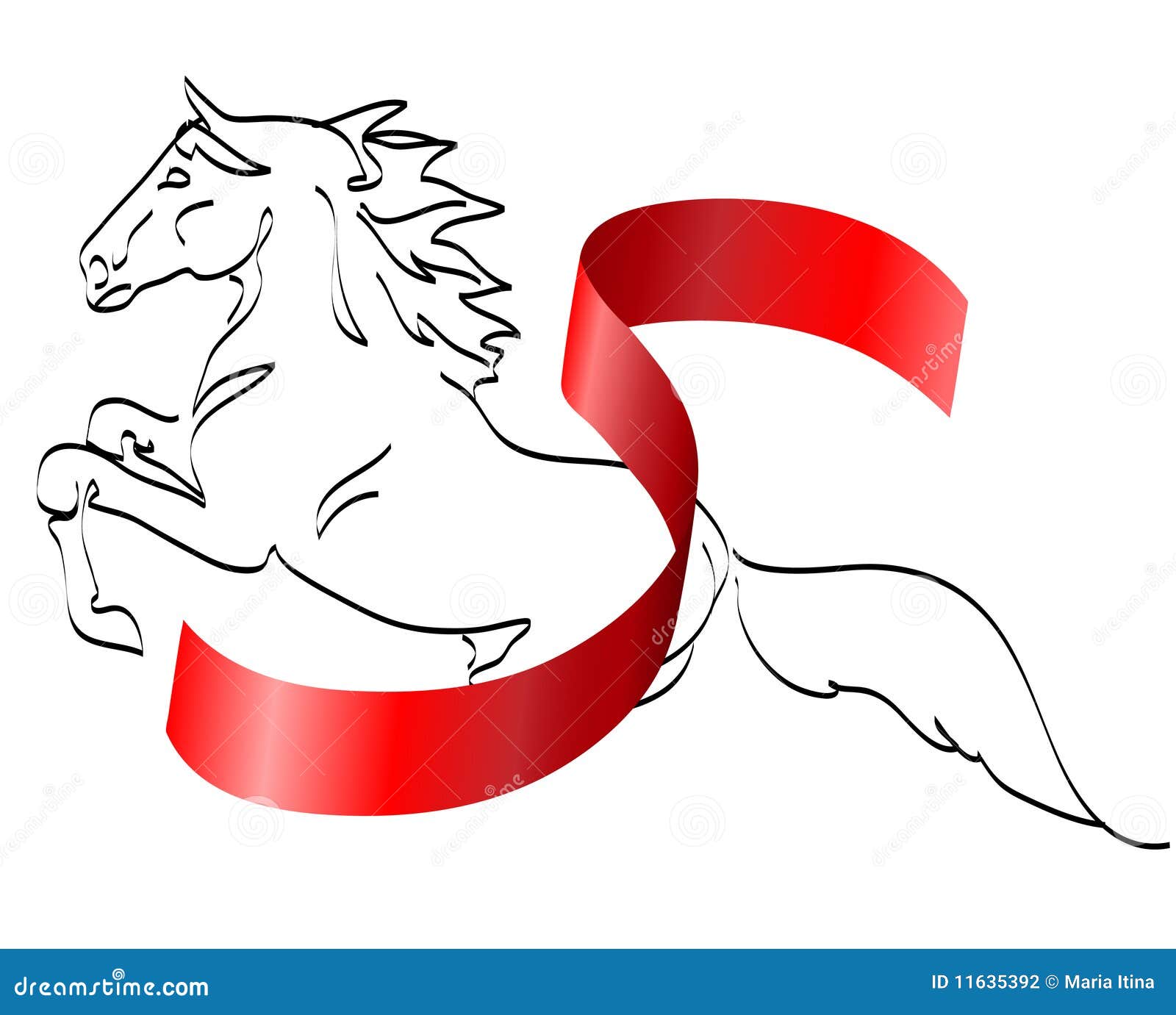 Horse and ribbon stock illustration. Illustration of champion - 11635392