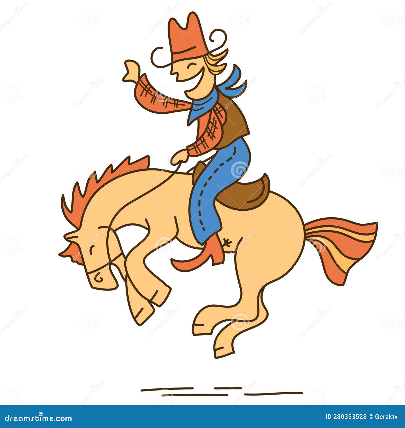 Horse Rider Cartoon Vector Colored Illustration Isolated on White ...