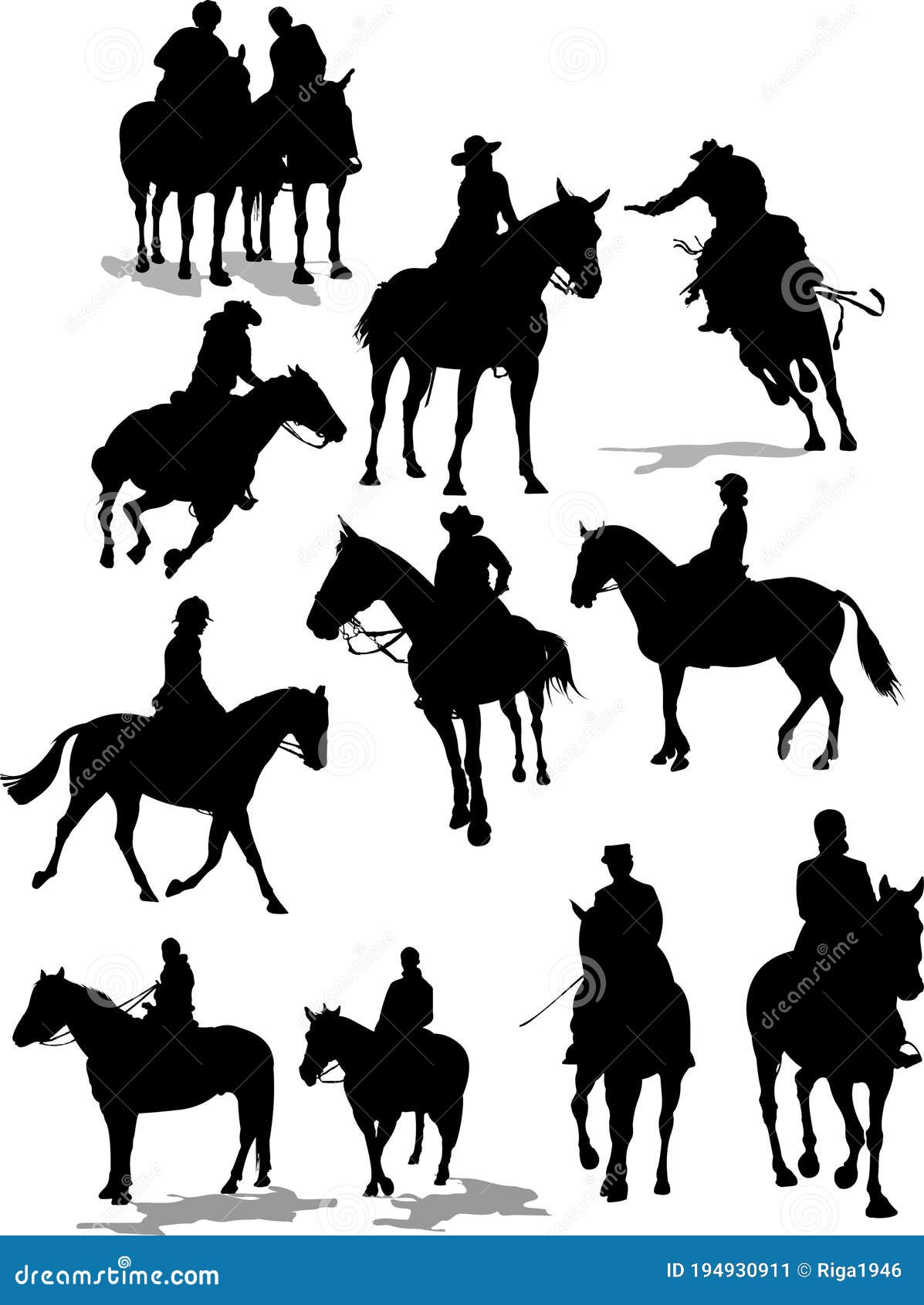 Horse riders silhouettes. stock vector. Illustration of champion ...