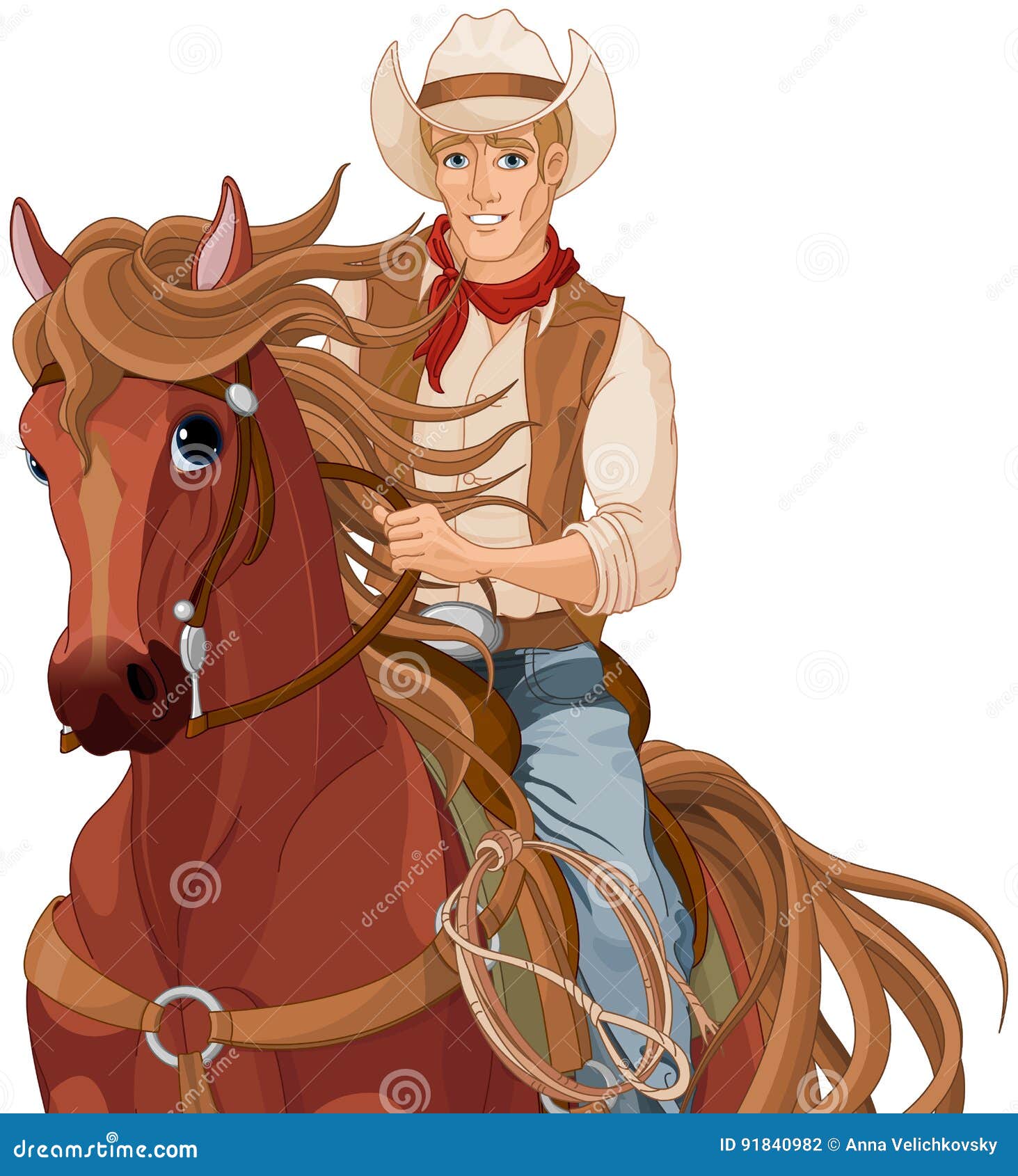 Horse Riding Cowboy stock vector. Illustration of jeans - 91840982