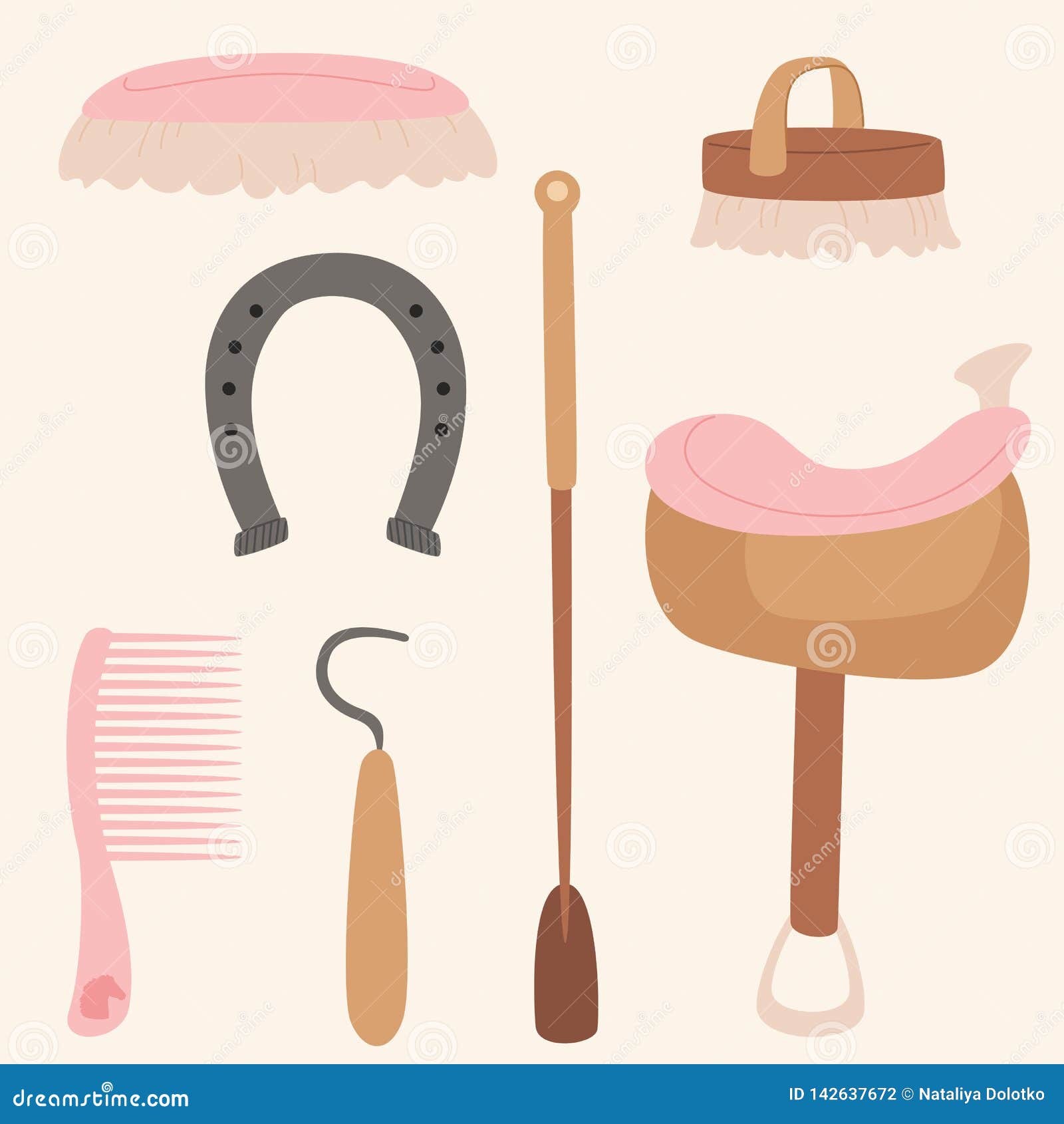 Horse riding equipment set stock vector. Illustration of saddle 142637672