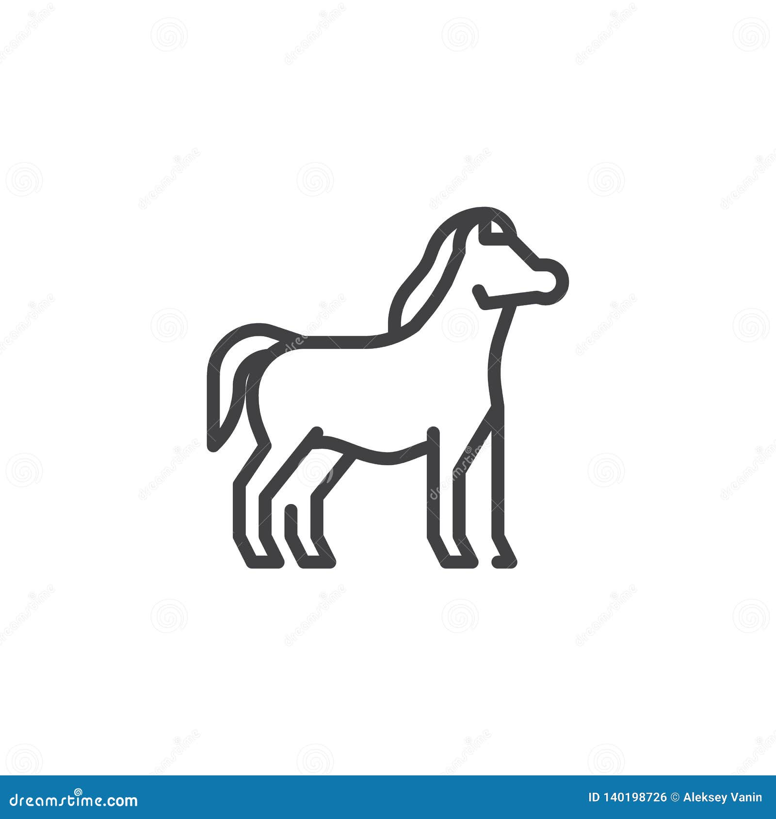 Horse side view line icon stock vector. Illustration of profile - 140198726