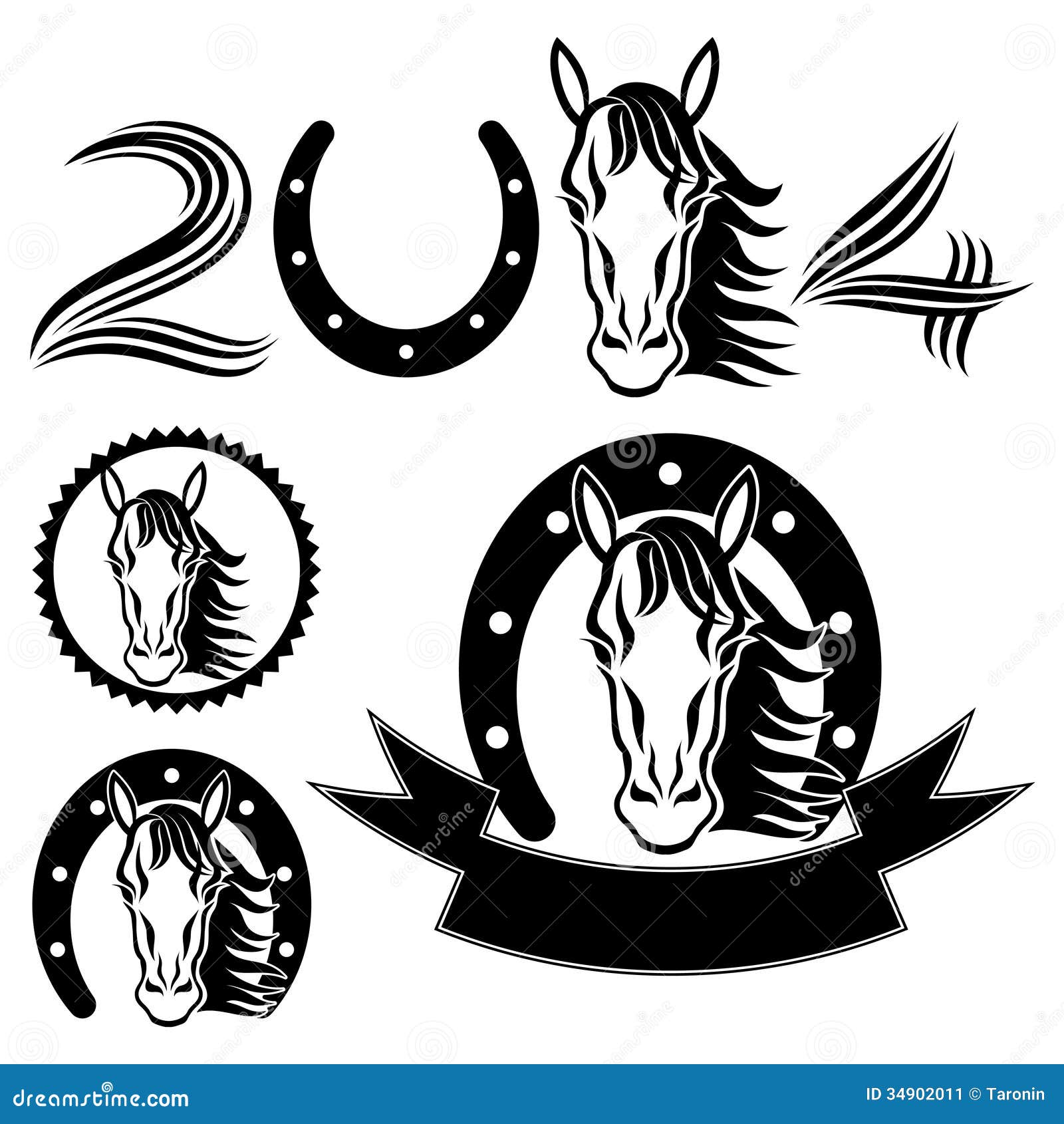 Horse signs on white. stock vector. Illustration of collection - 34902011