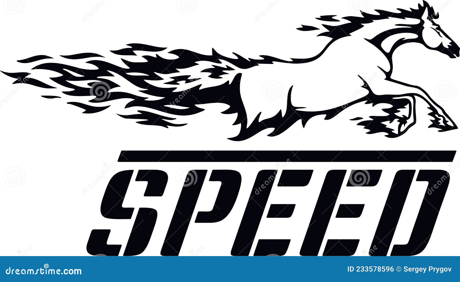 Horse, Speed Sticker for Car Isolated on White Stock Vector