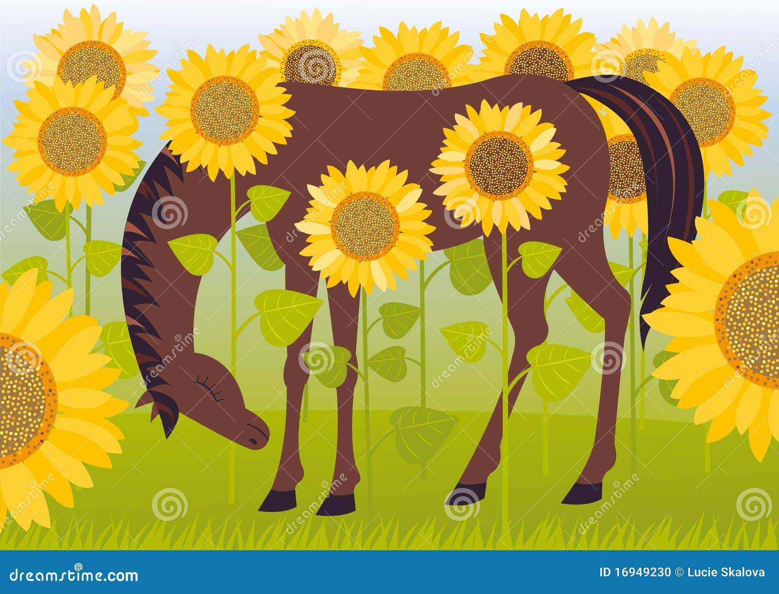 Download Horse in sunflowers stock vector. Illustration of outdoors ...