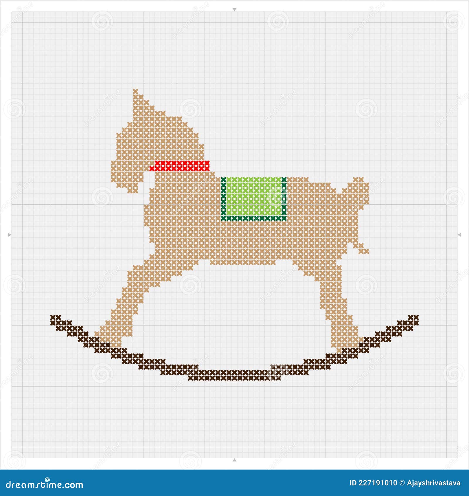 Horse Toy Cross Stitch, Animal Toy Icon Stock Vector - Illustration of ...