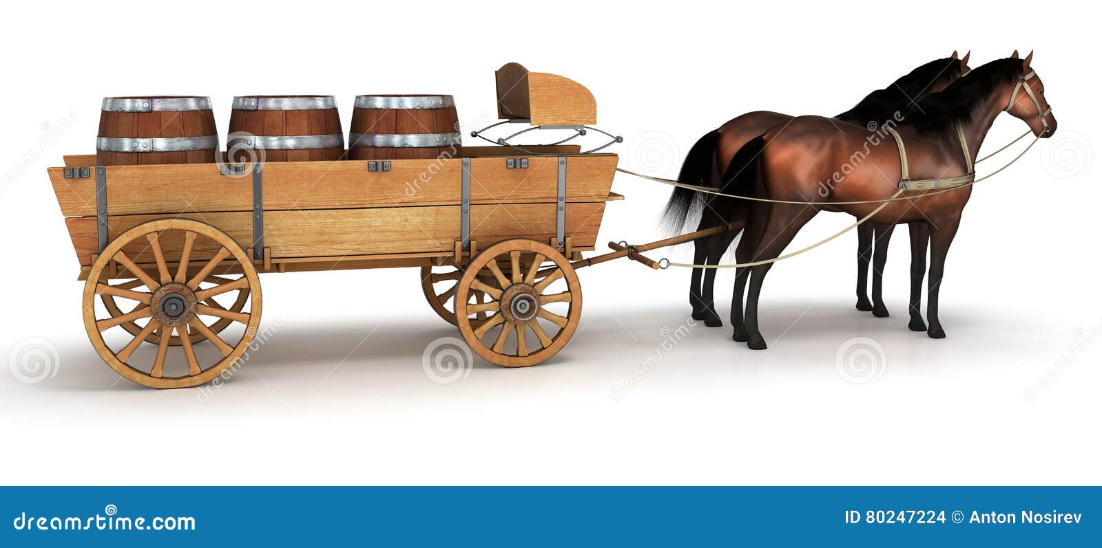 Horse Wagon Cartoon Vector 18649895