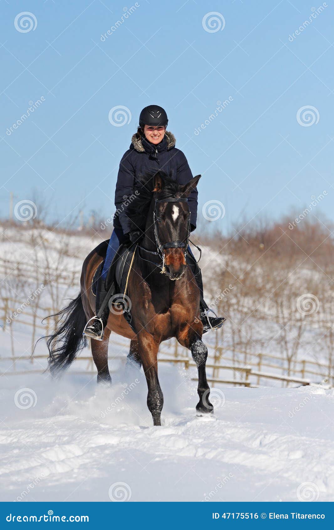 Horseback riding in winter stock photo. Image of outside 47175516