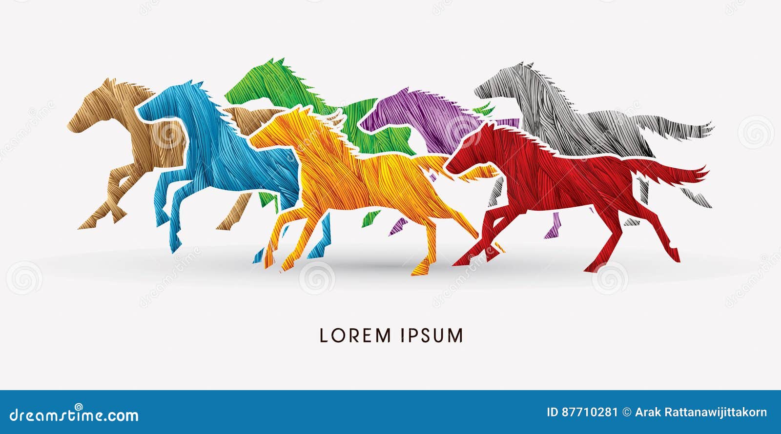 7 Horses running graphic stock vector. Illustration of mare 87710281