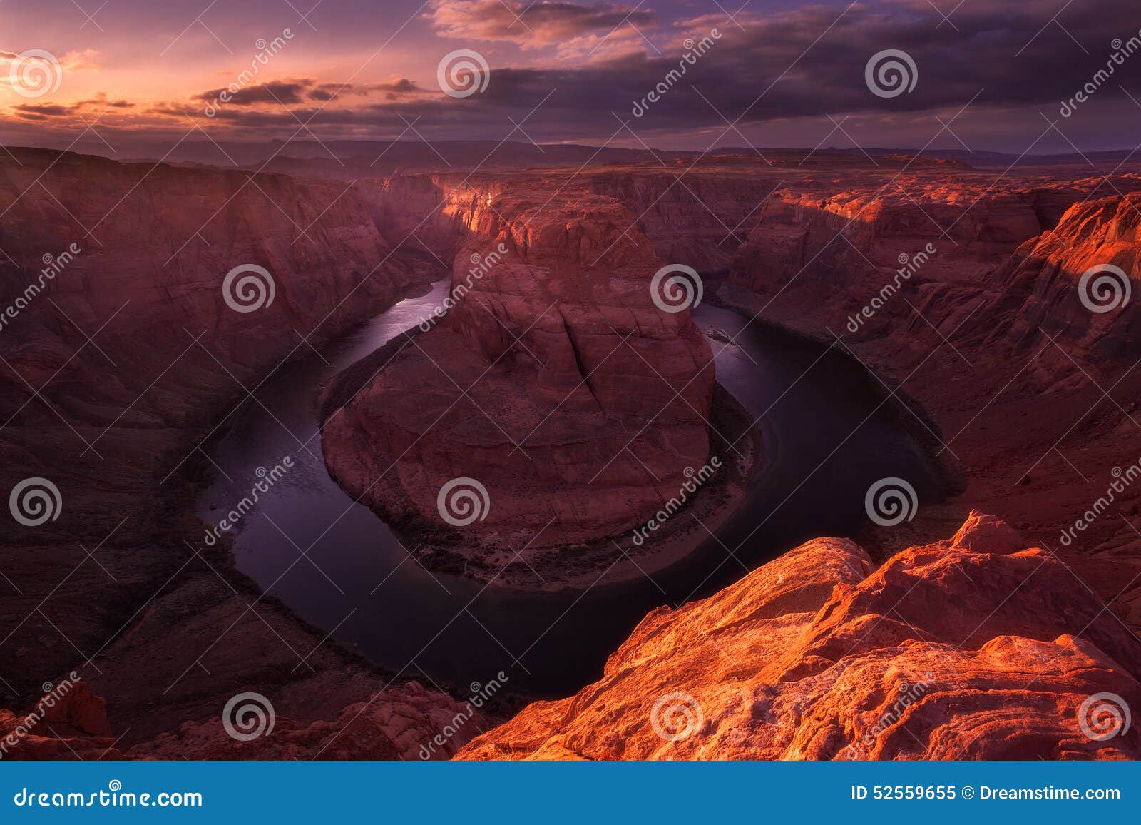 Horseshoe Bend Sunset stock image. Image of canyon, river 52559655