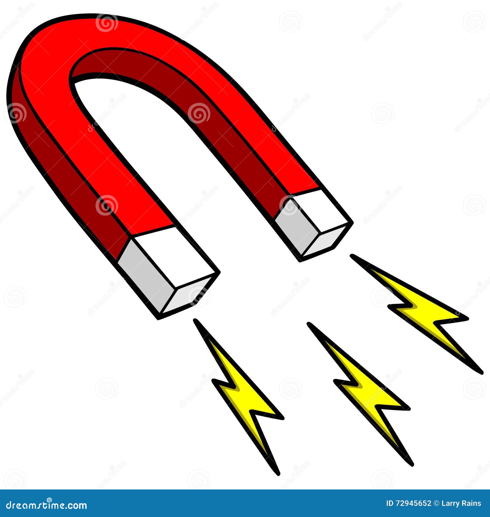 Red Horseshoe With Lightning Flash Isolated On White Background