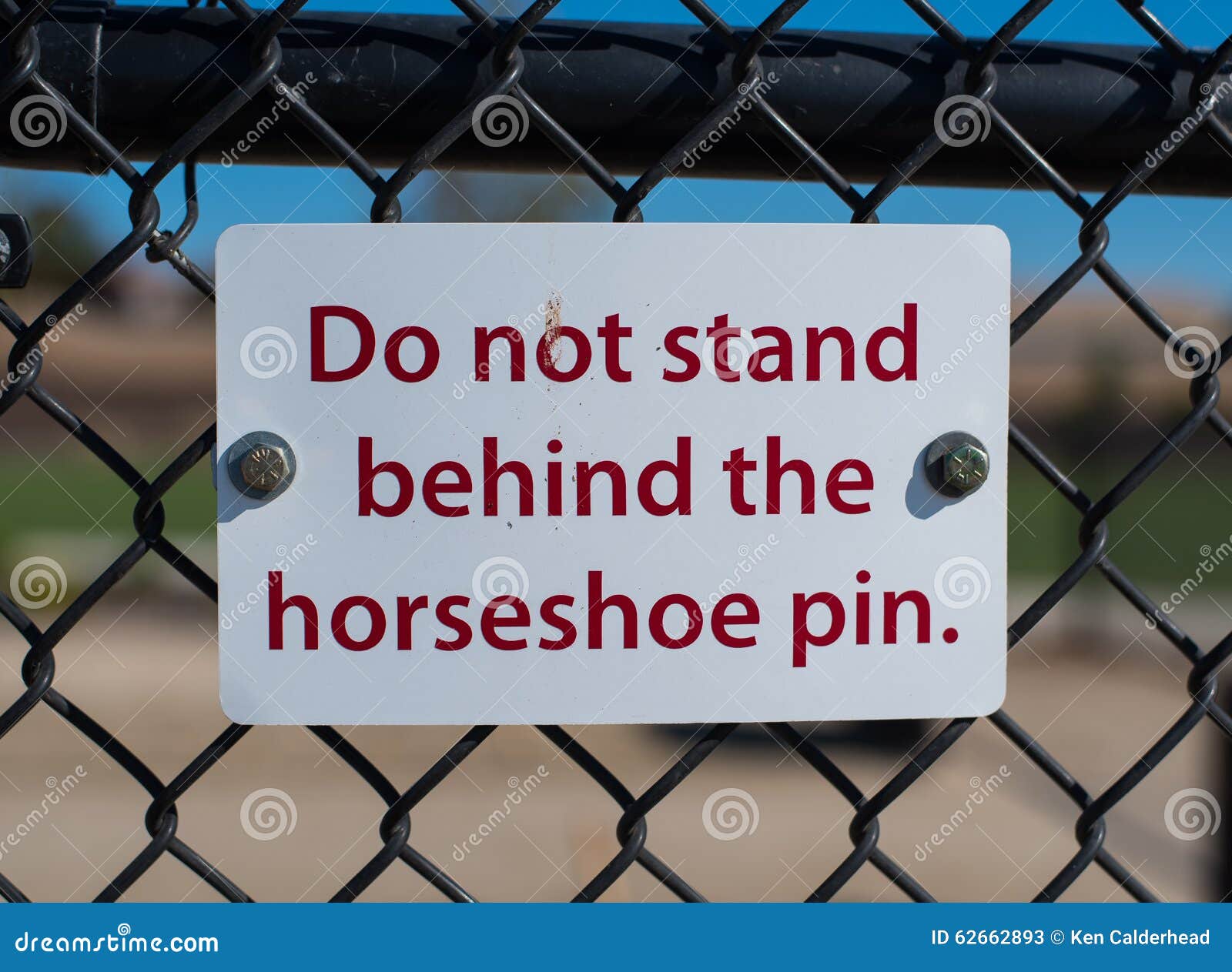 Horseshoe Pin Warning Sign stock image. Image of sign 62662893