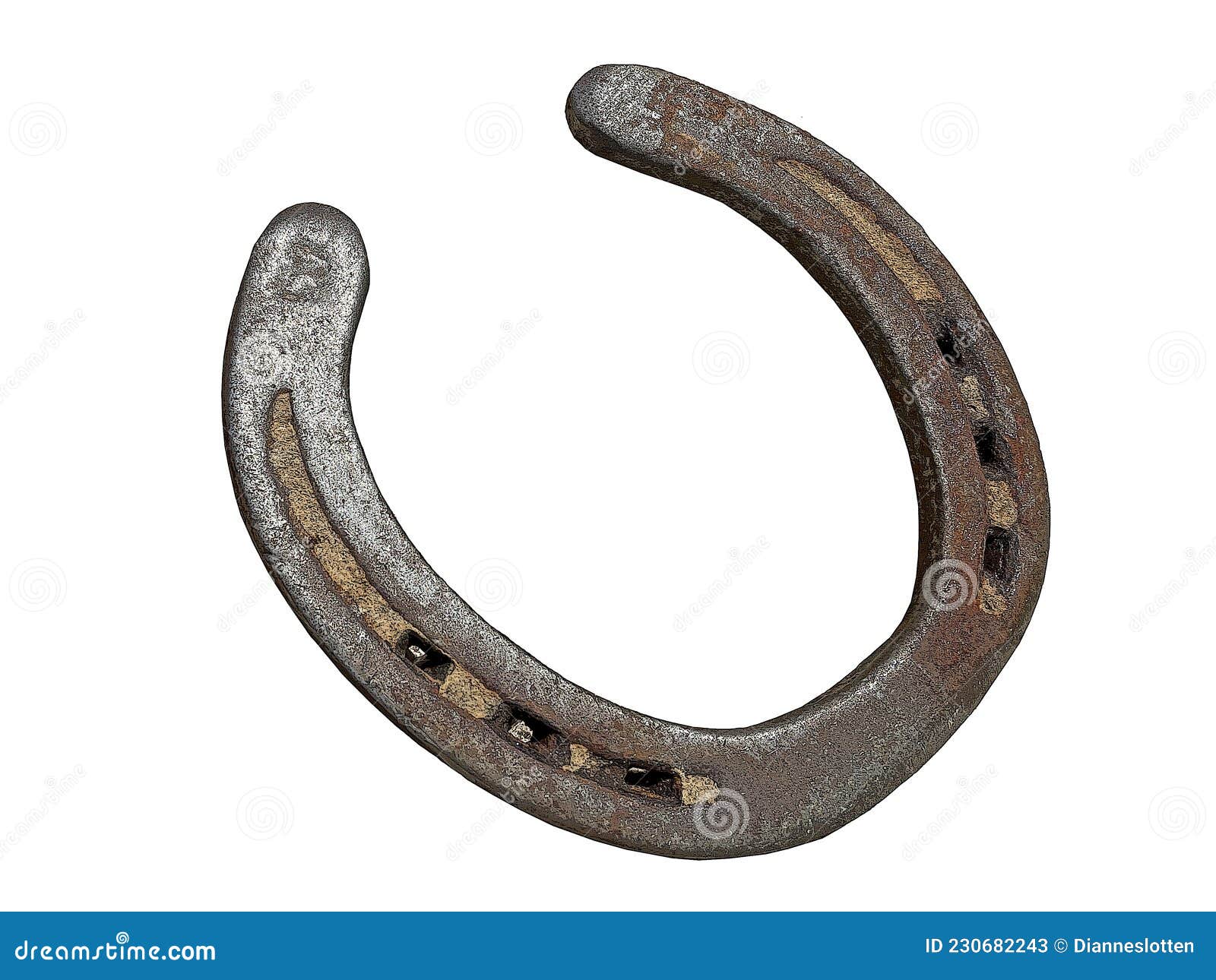 clipart  closeup of one single rusty horseshoe