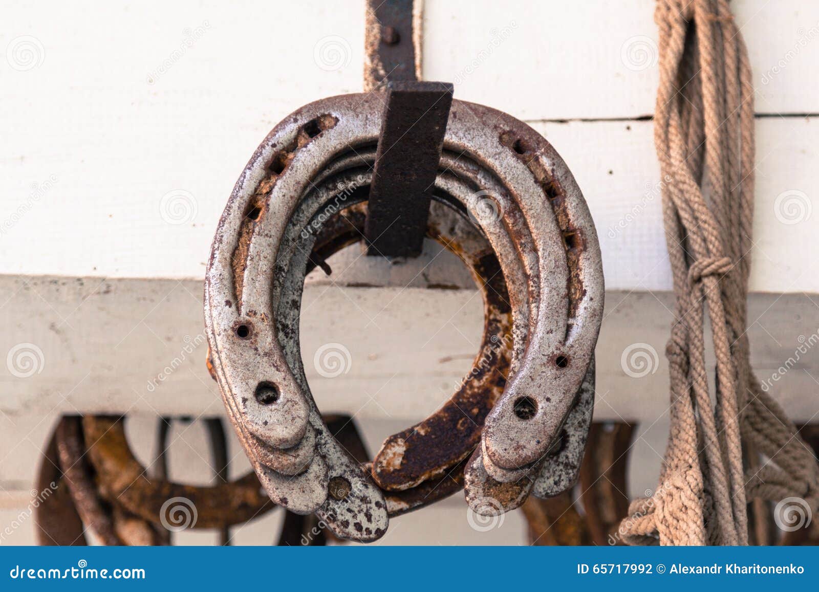 Horseshoes. stock photo. Image of wood, horseshoes, texture 65717992