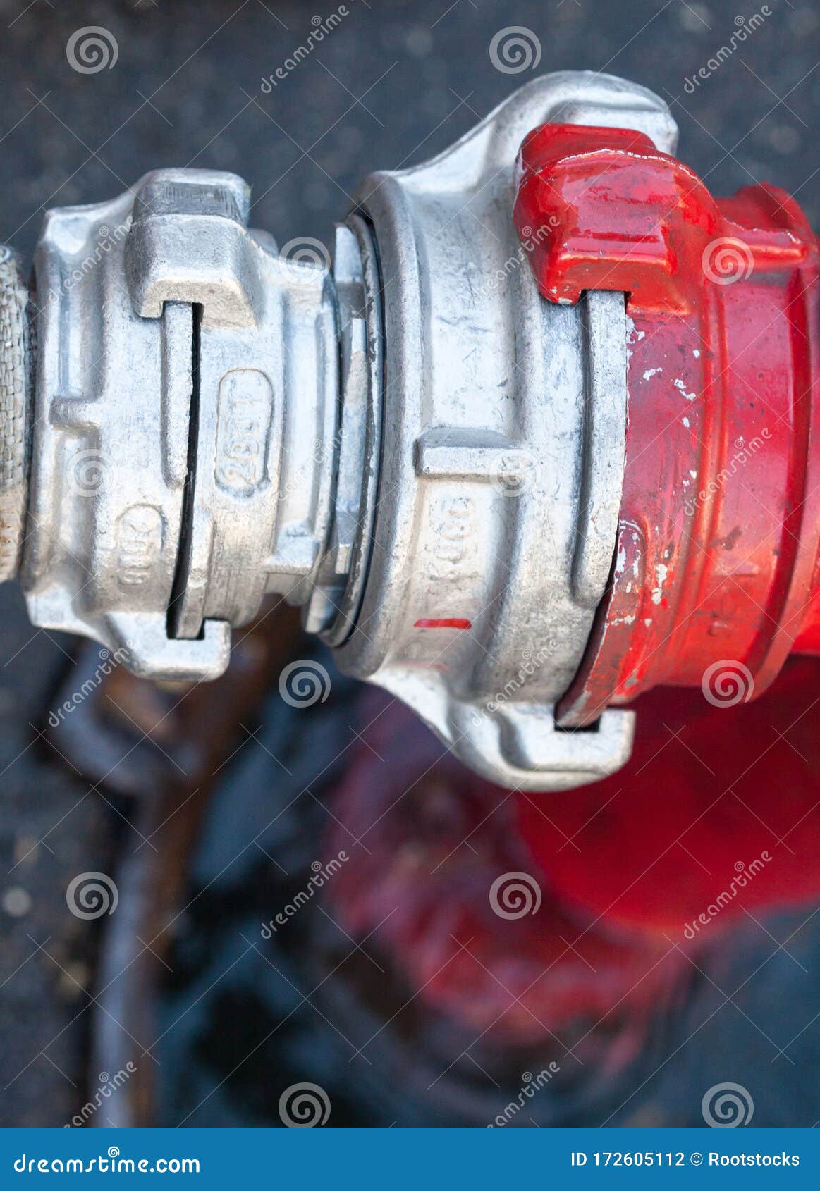 Hose Coupling on the Fire Hydrant Stock Photo Image of connection