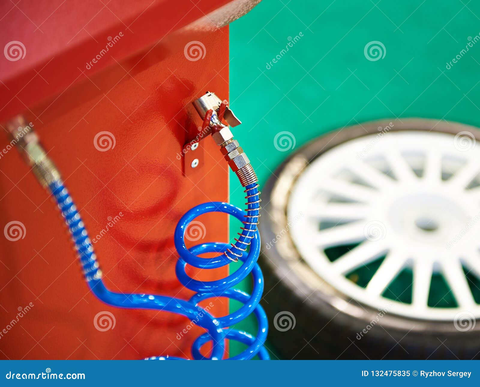 Hose for pumping of tires stock image. Image of tyre 132475835