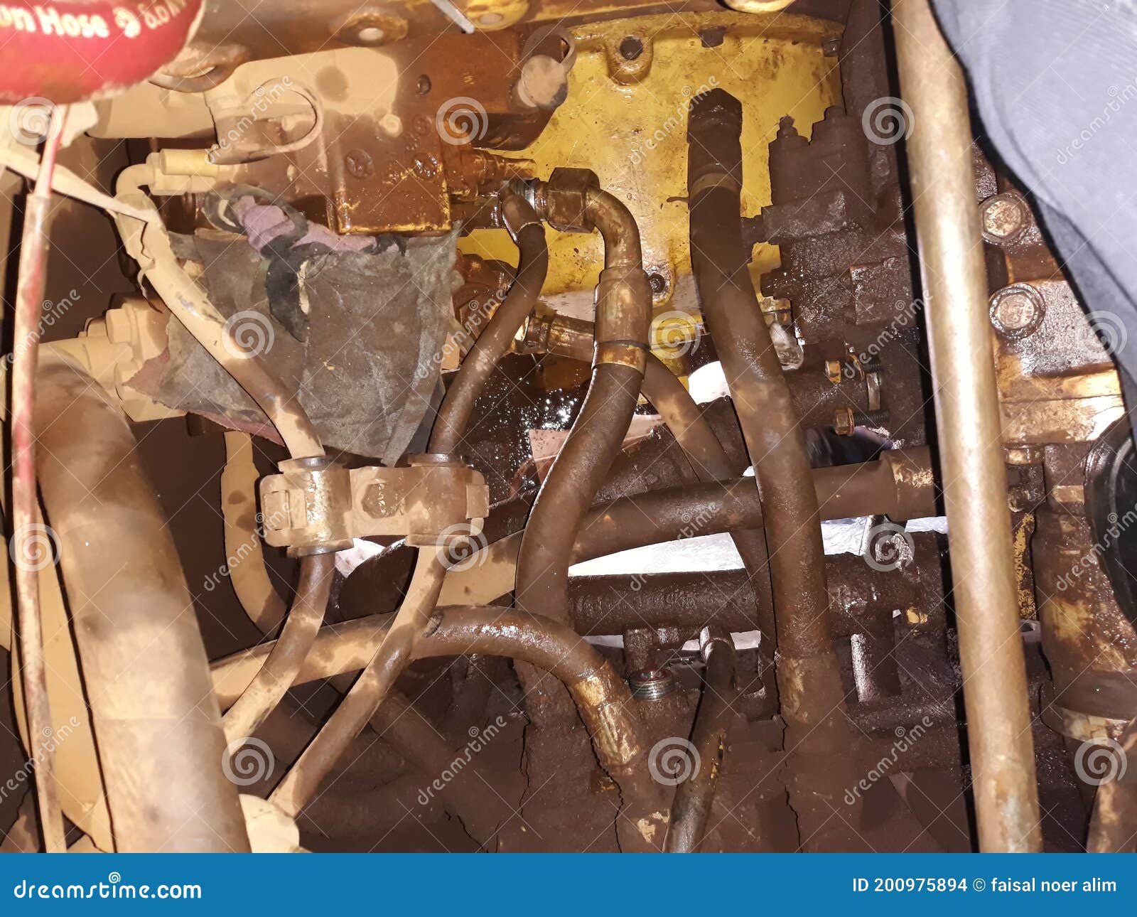 Hose from Tank Hydrolic To Control Valve Leaking Stock Photo Image of