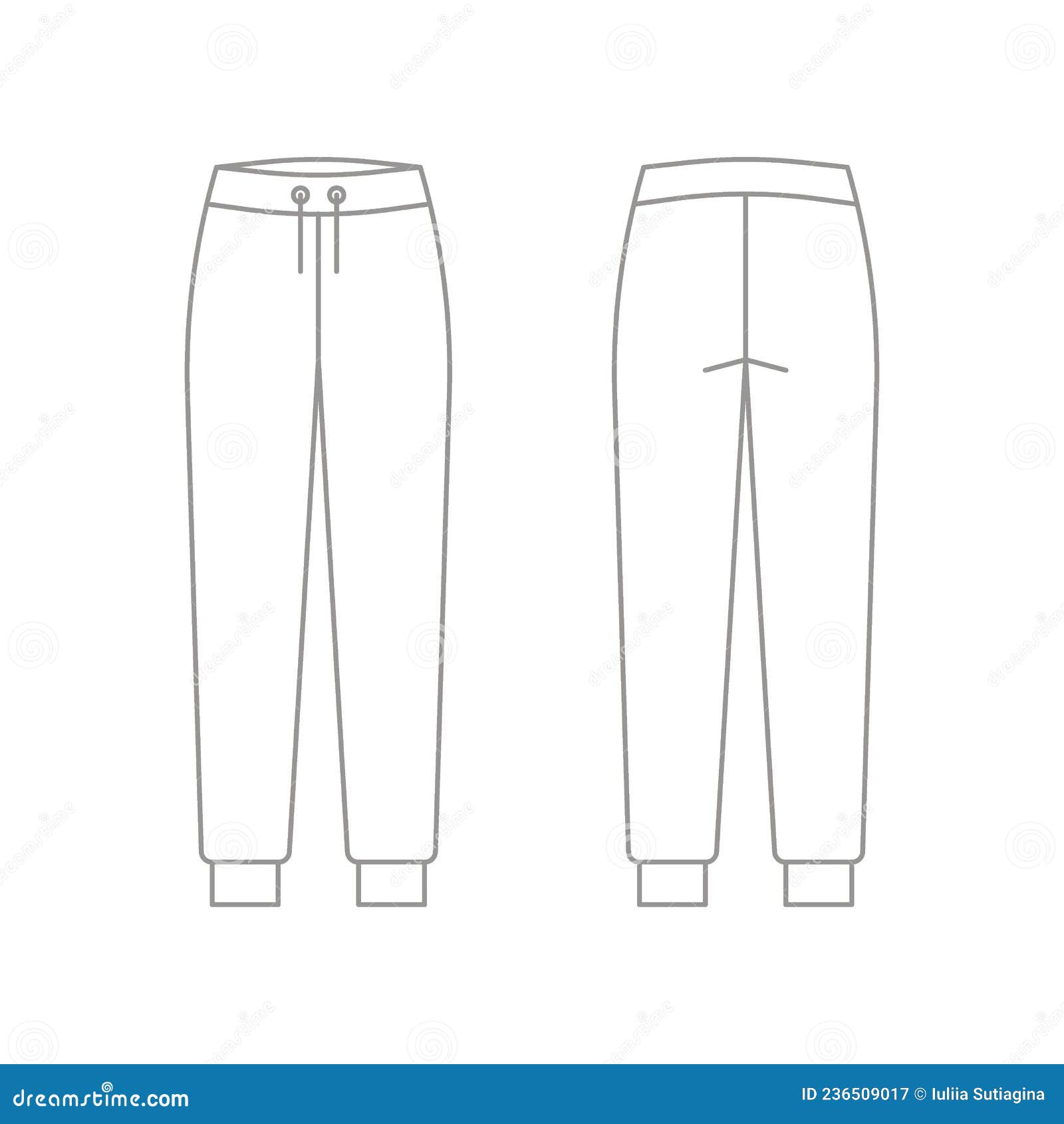 Women Jogger Pants fashion flat sketch template. Sweat Pants