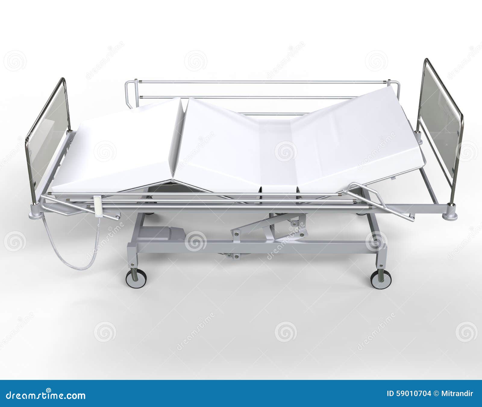 Hospital Bed with White Bedding Top View Stock Illustration