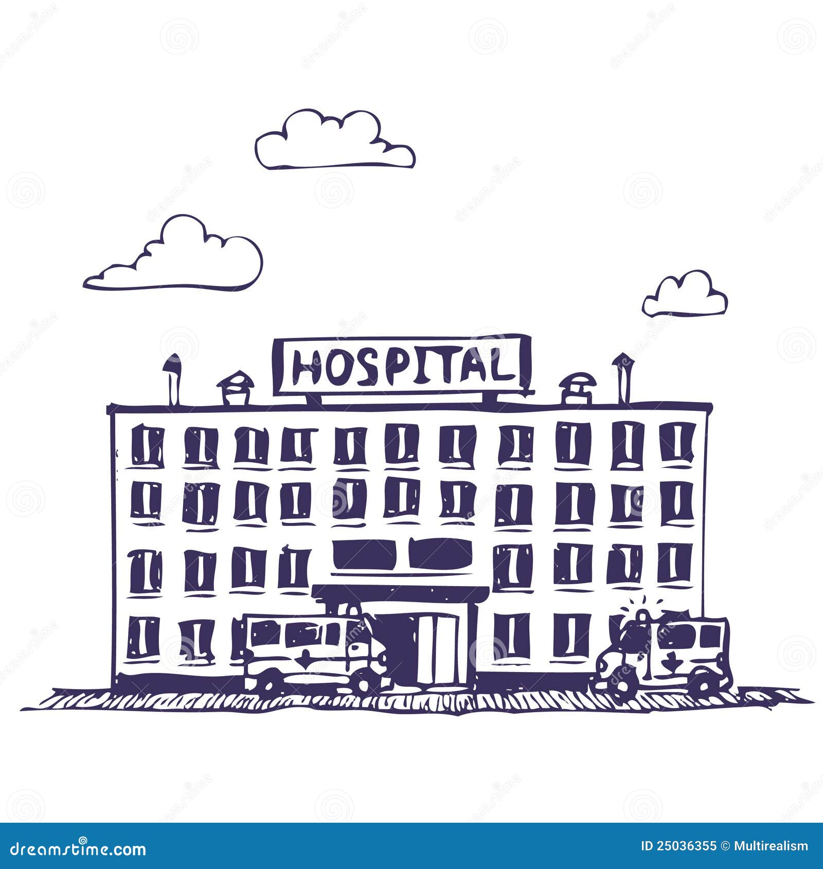 Hospital doodle color icon drawing sketch hand Vector Image