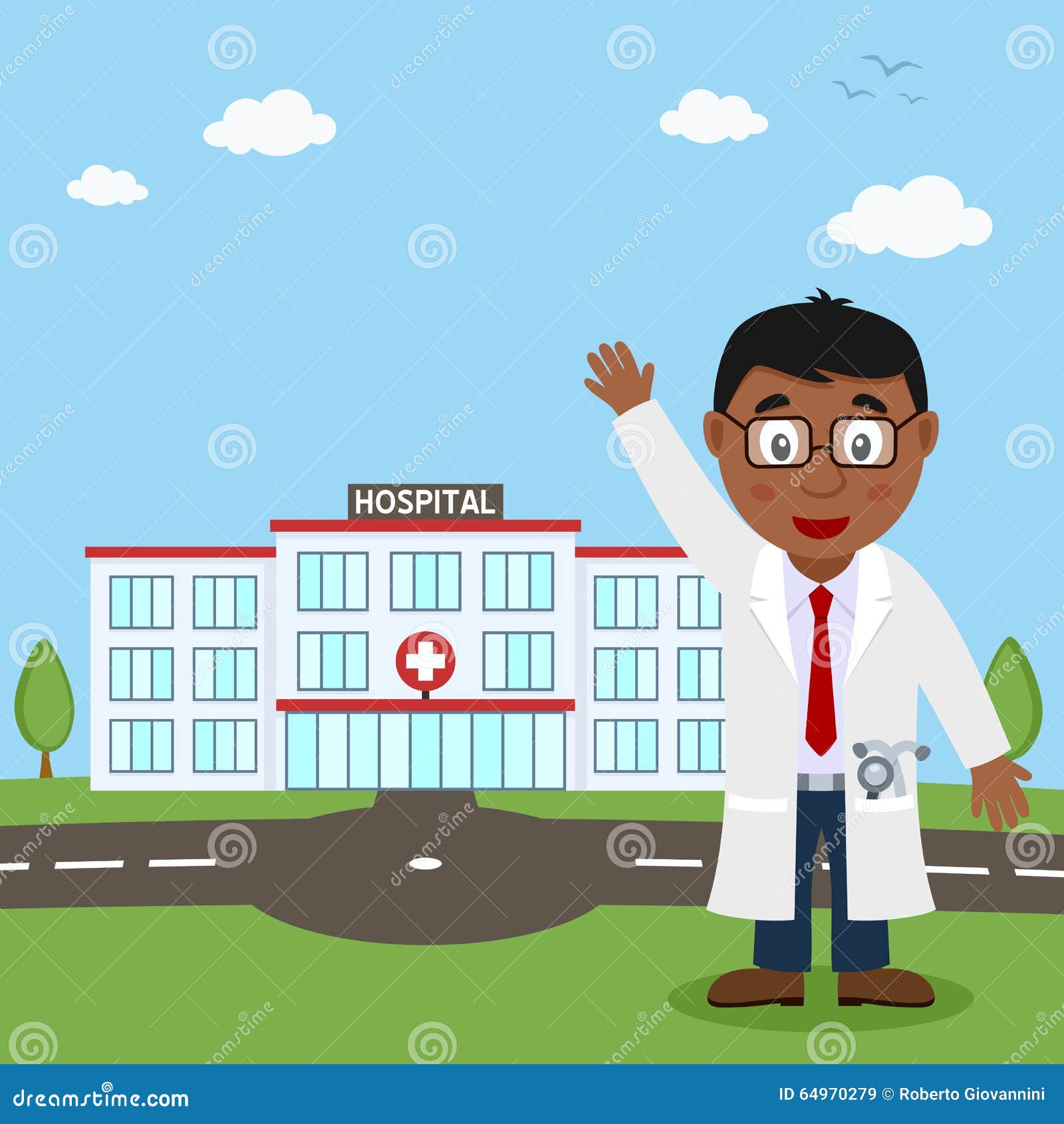 Hospital Building and Black Male Doctor Stock Vector - Illustration of  funny, building: 64970279