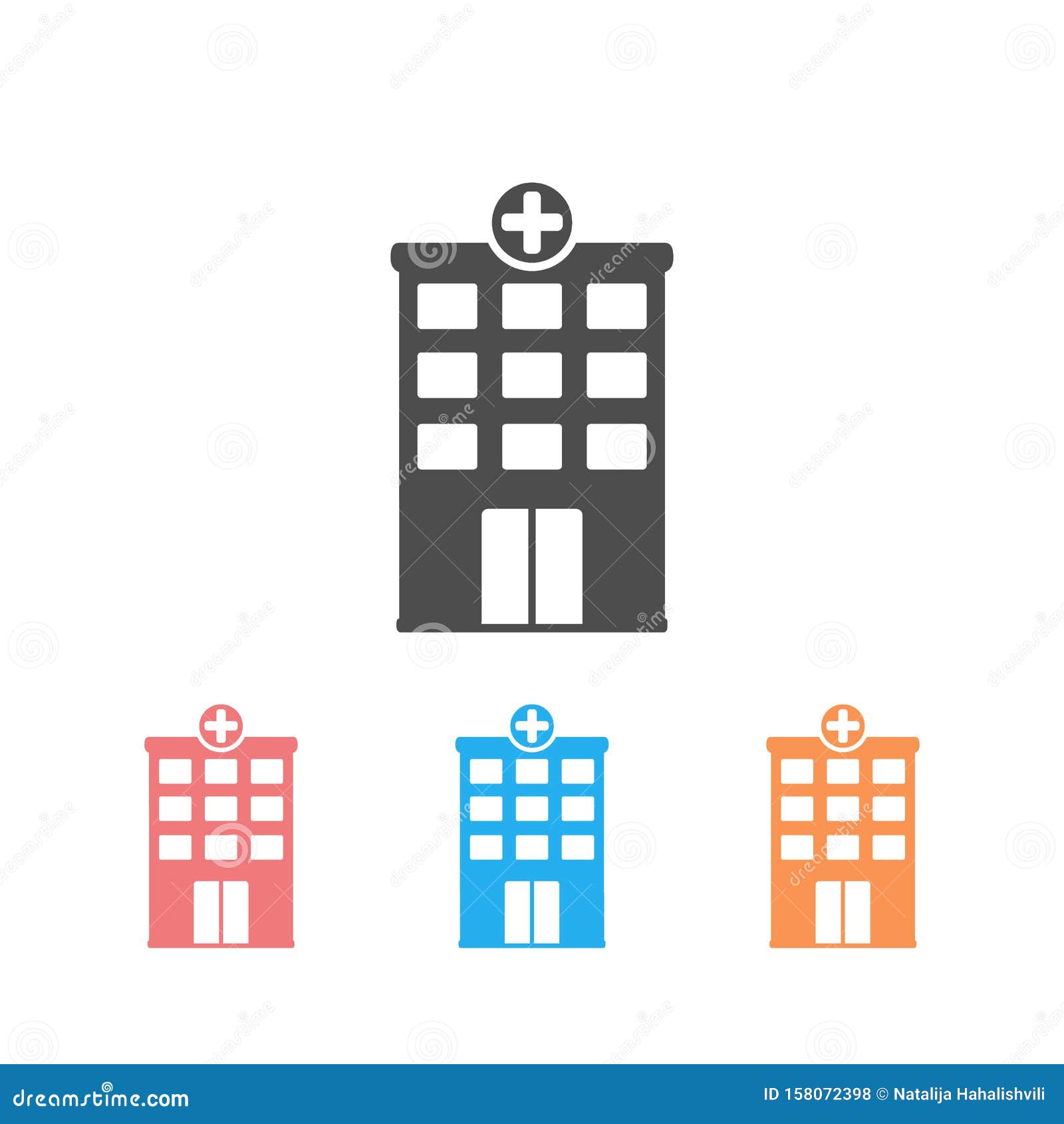 Hospital Building Vector Illustration Icon on White Stock Vector ...