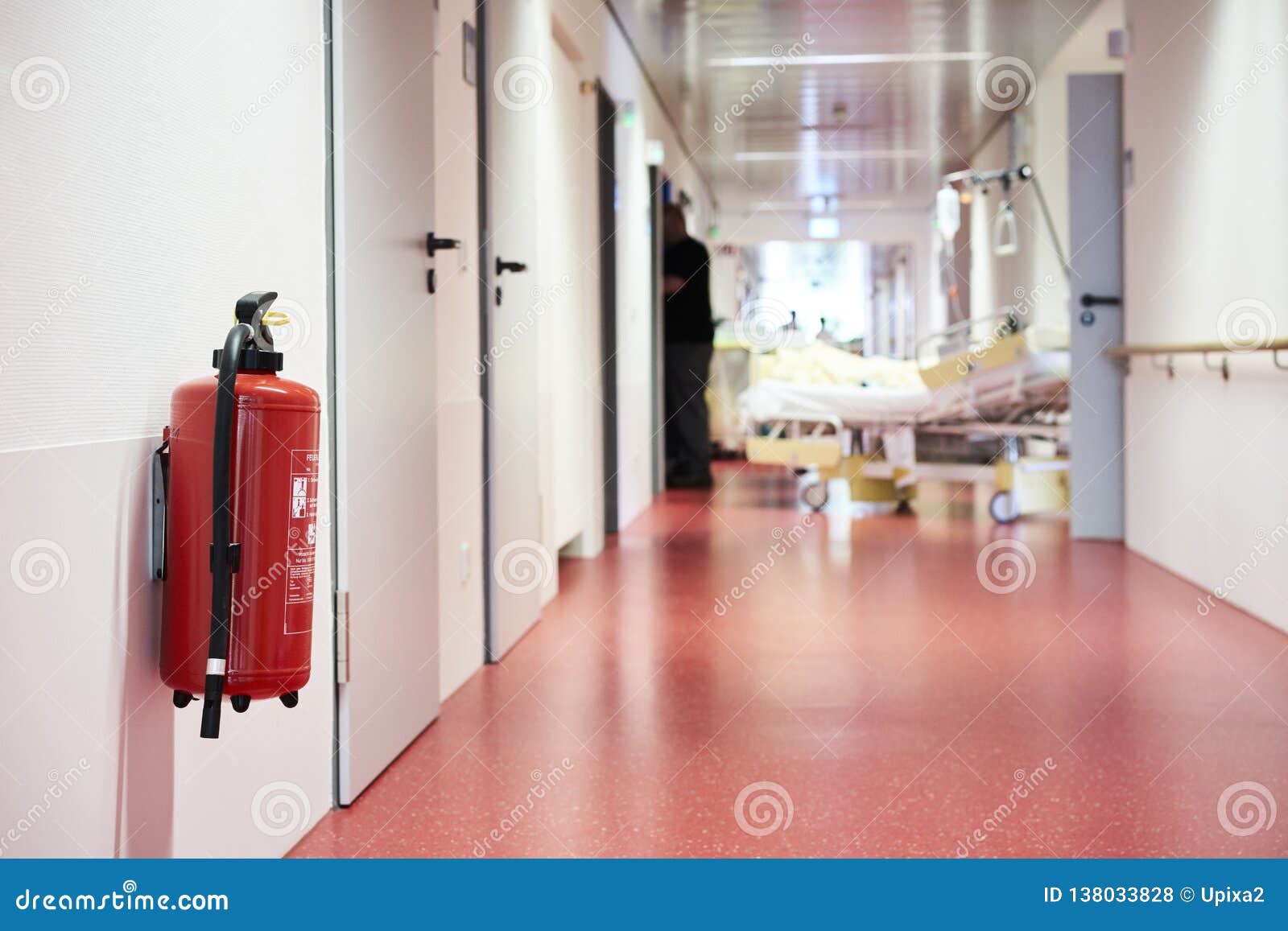 Hospital with Corridor and Fire Extinguisher Stock Photo Image of