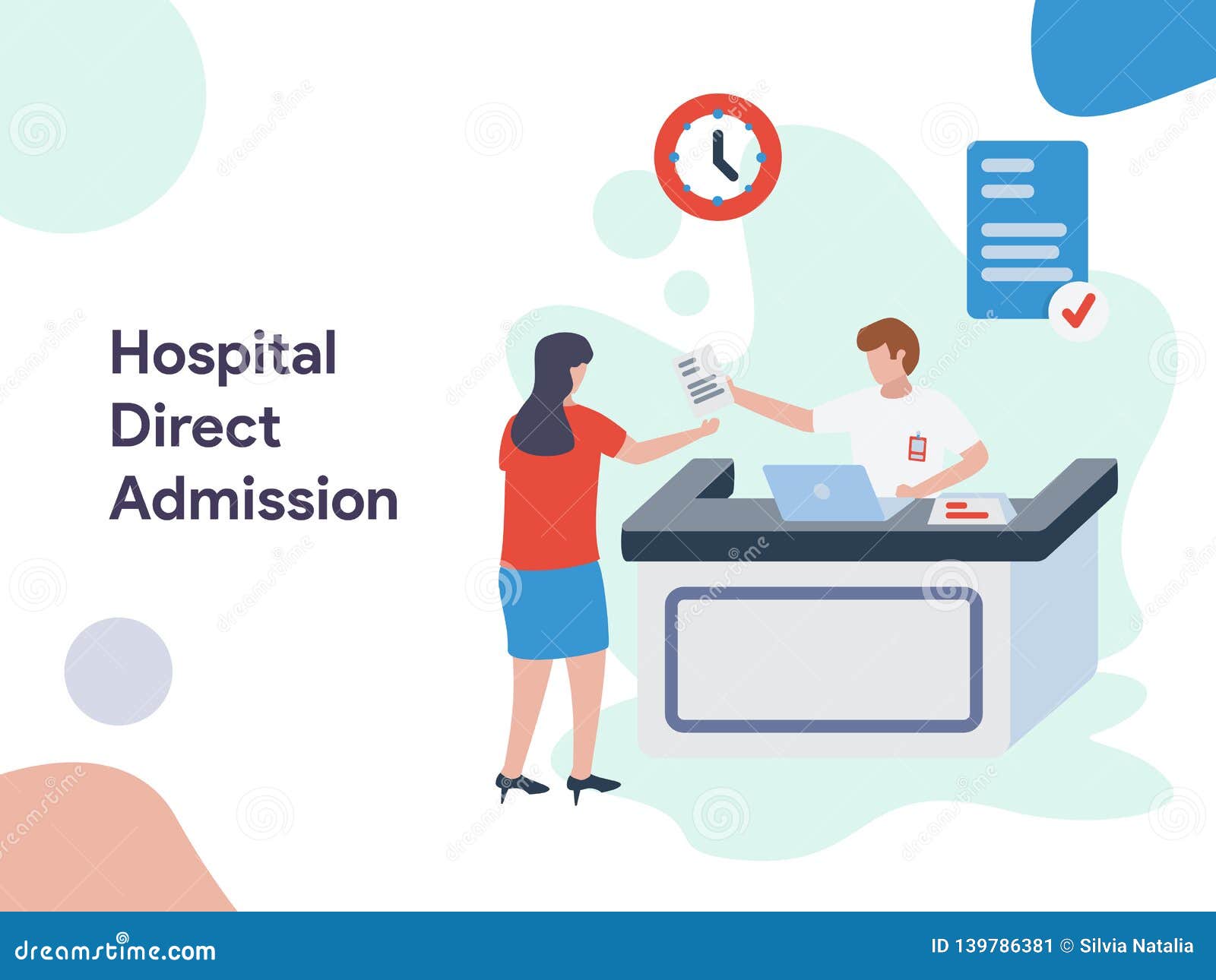 hospital direct admission illlustration. modern flat  style for website and mobile website. 