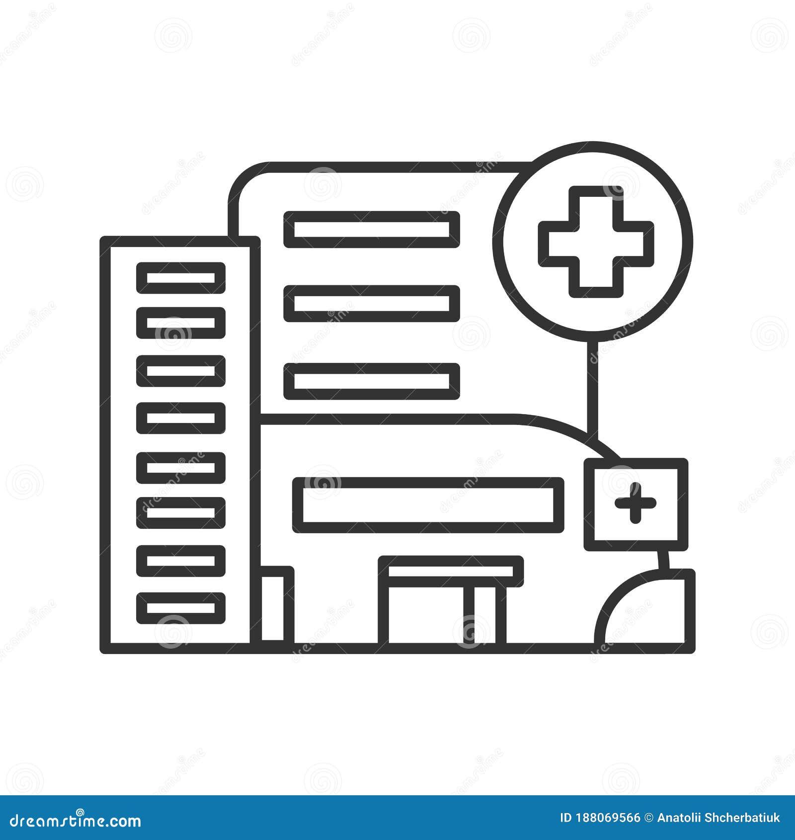 Hospital Icon. Medical Facility Linear Vector Illustration. Stock ...