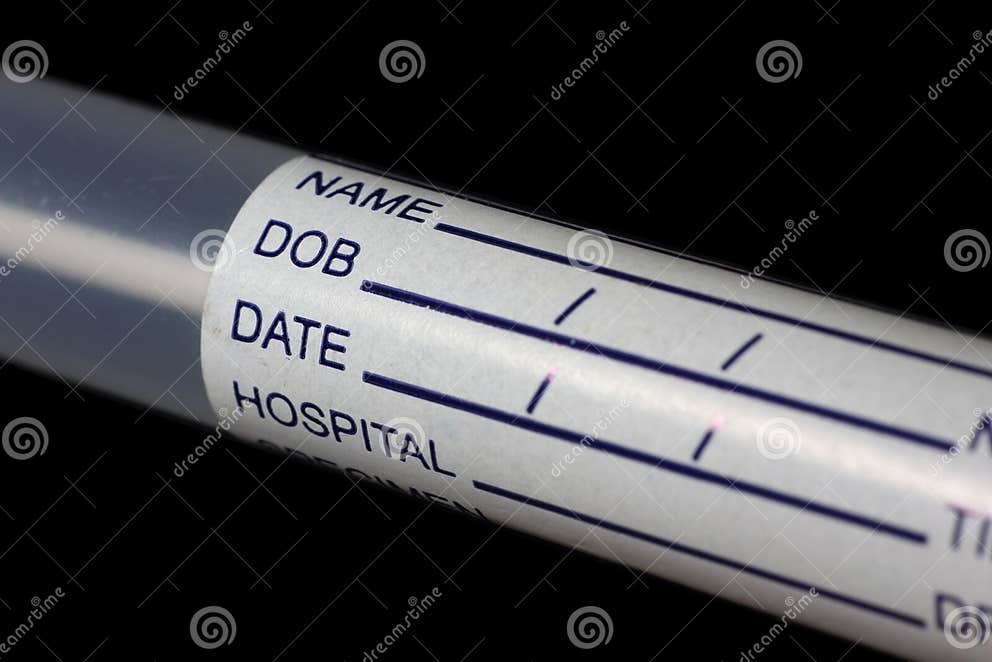 Hospital lab specimen tag stock image. Image of hospital 20329259