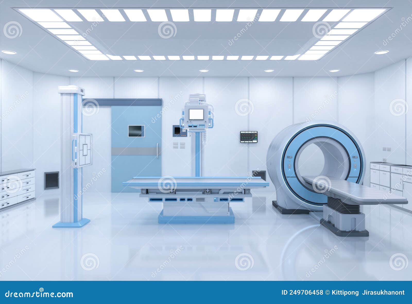 Hospital Radiology Room with Mri Scanner and Xray Machine Stock