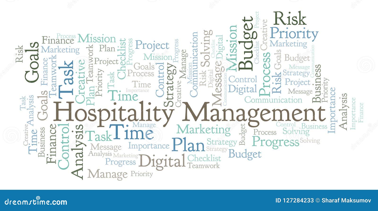 hospitality management word cloud, made with text only.