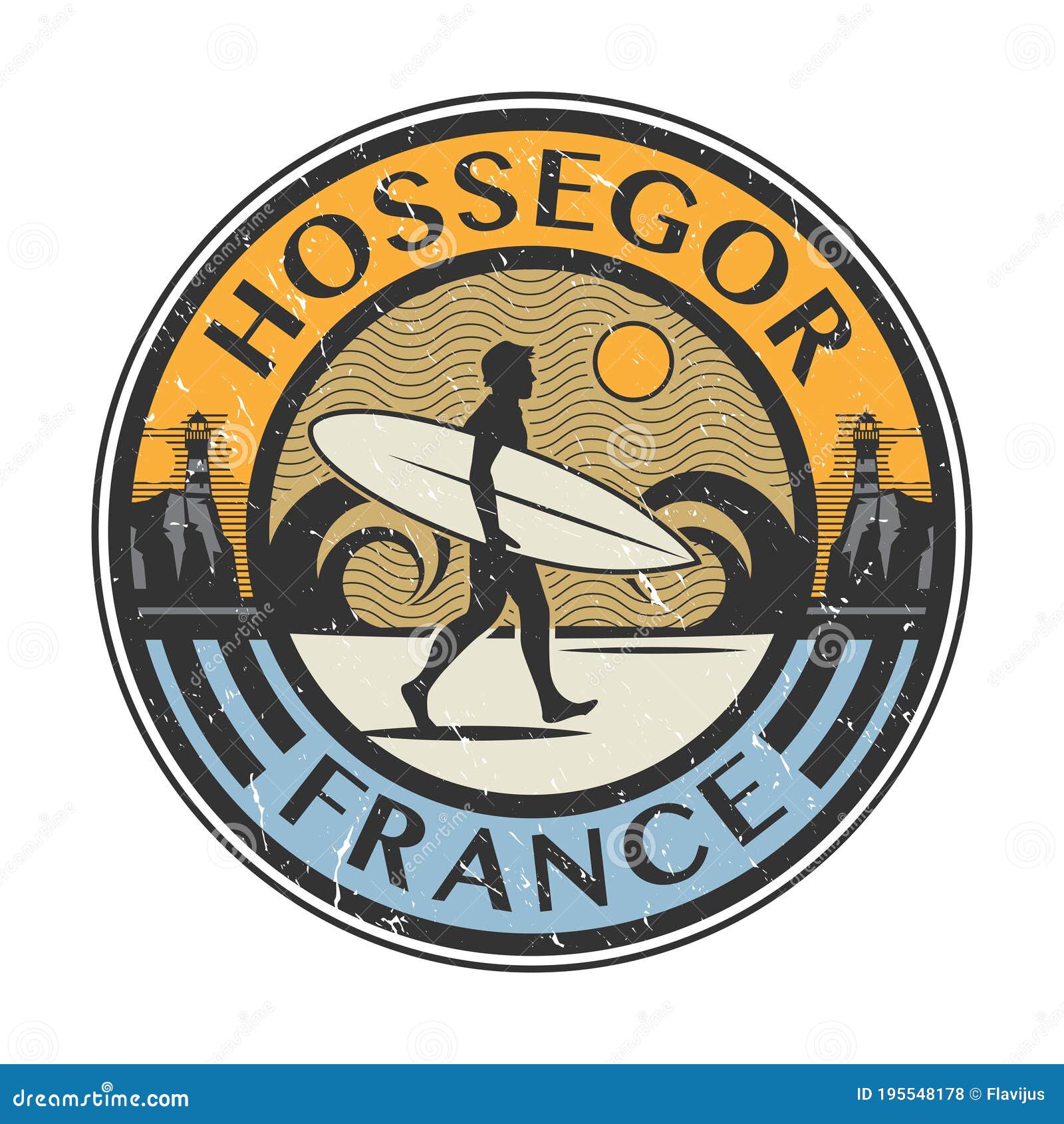 Hossegor, France - Surfer Sticker, Stamp or Sign Design Stock Vector ...