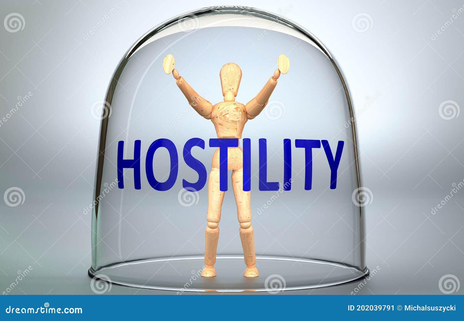 hostility can separate a person from the world and lock in an invisible isolation that limits and restrains - pictured as a human