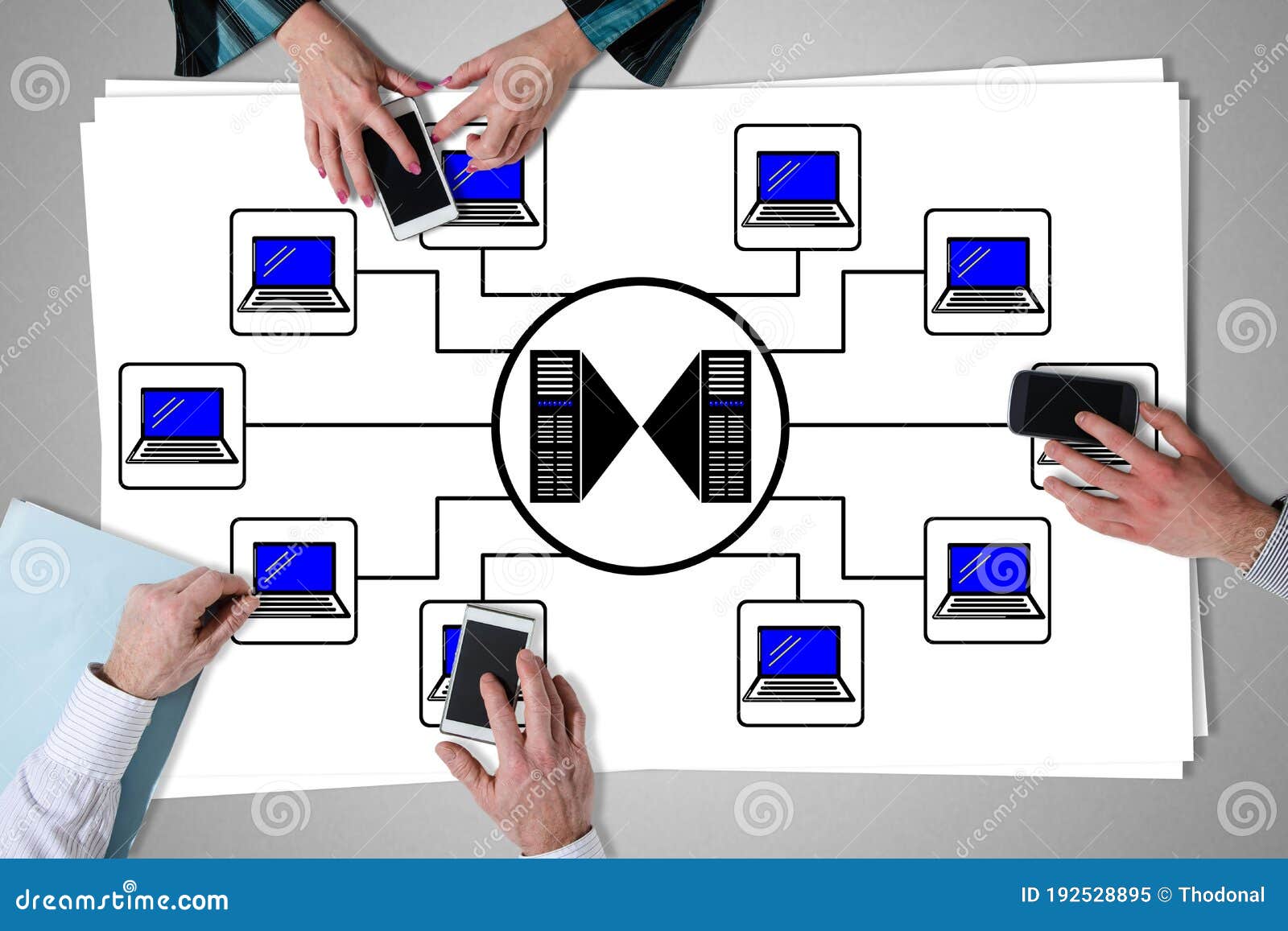Hosting Concept Placed on a Desk Stock Image Image of technology