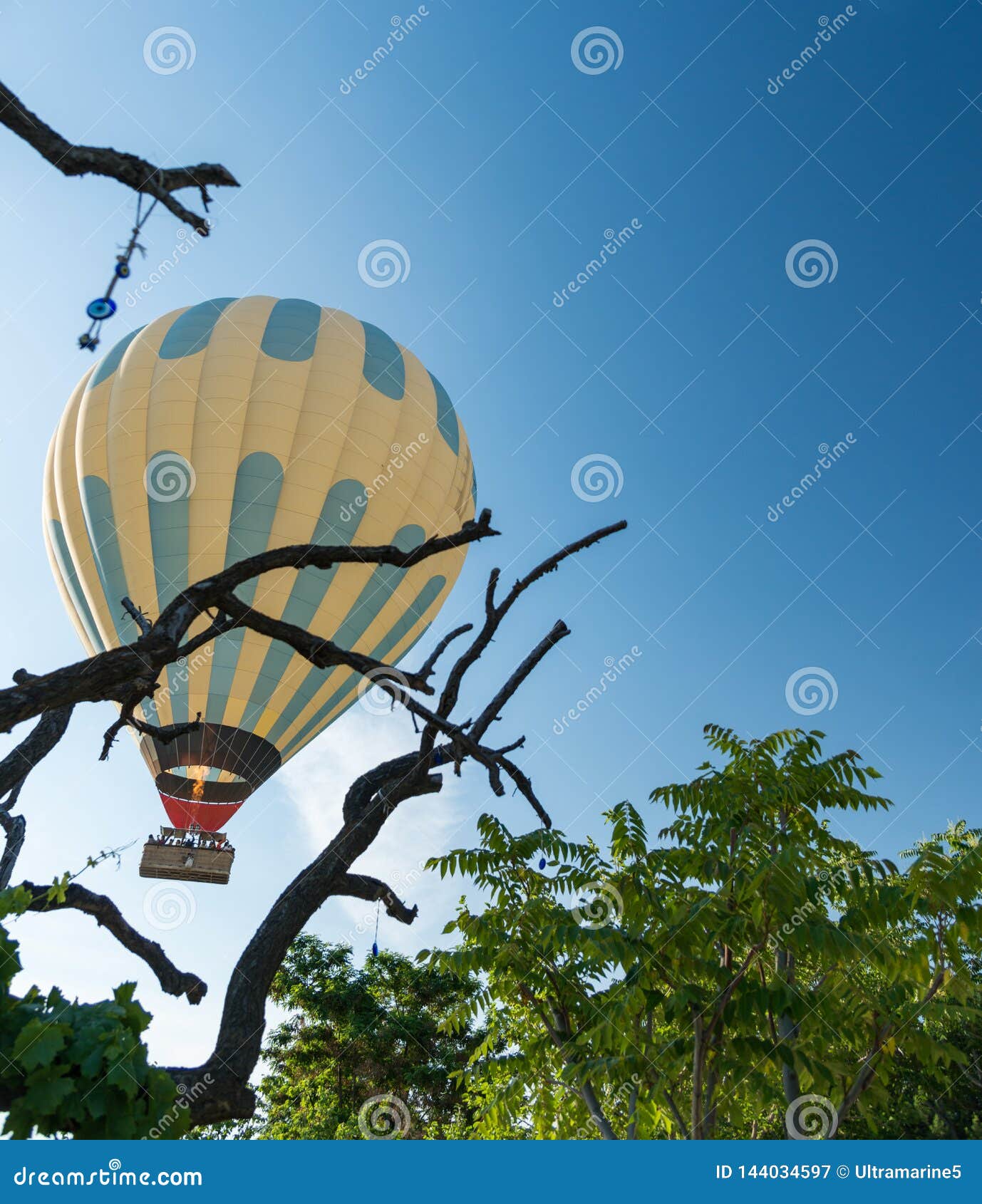 Hot Air Balloon Flying Over Forest Stock Image Image of outdoor