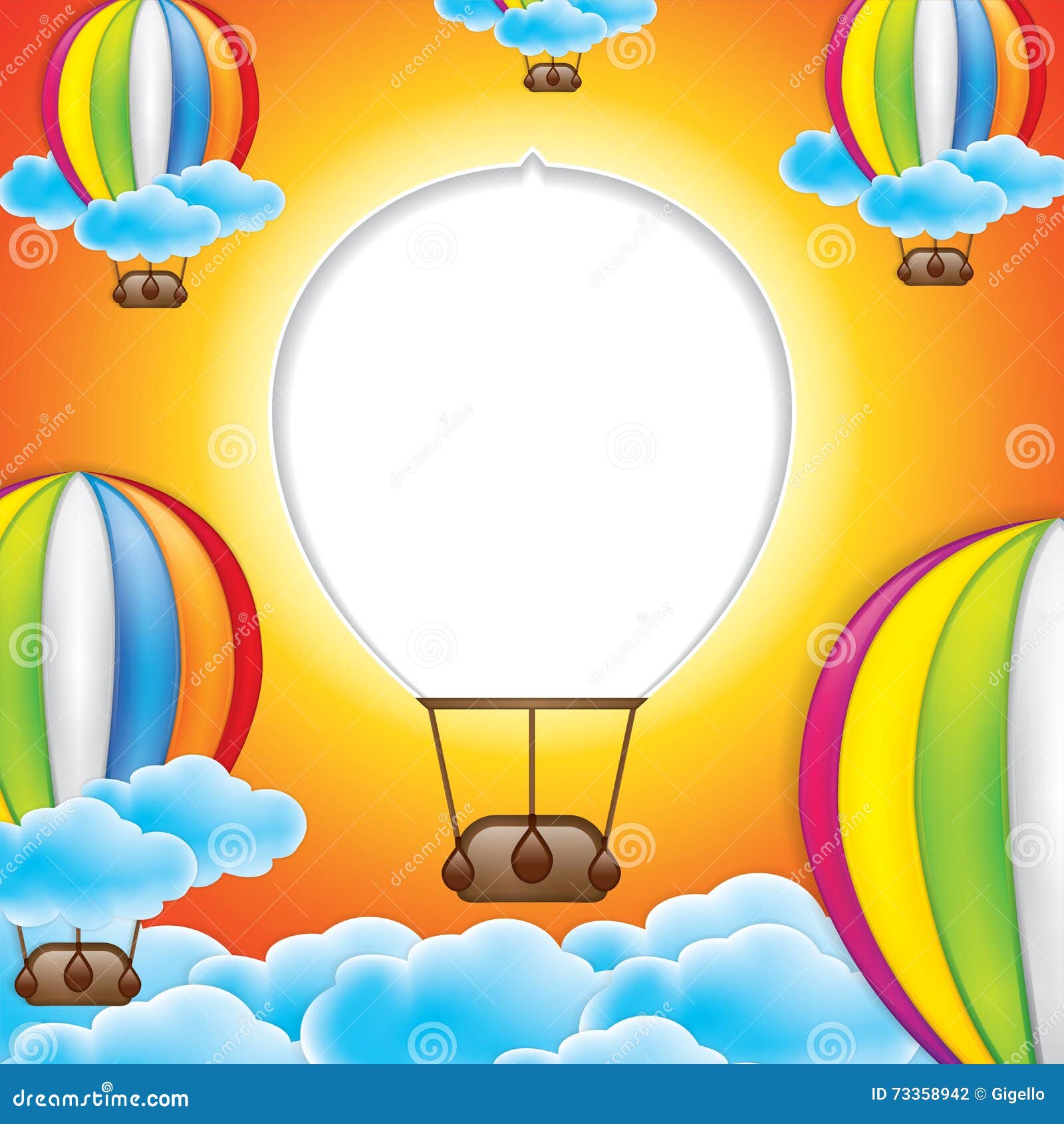 stock illustration hot air balloon frame vector illustration colorful balloons blue sky image