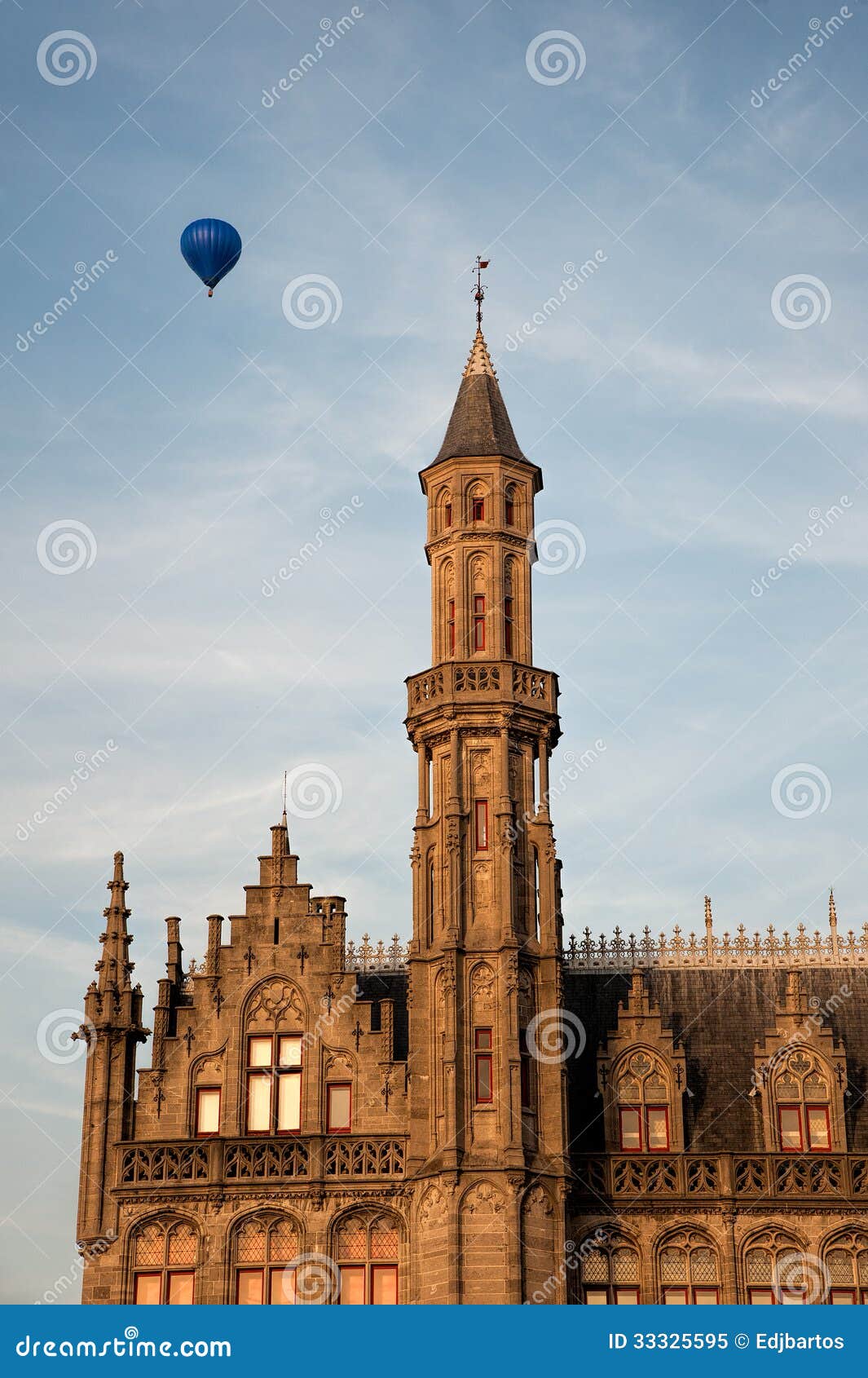 hot air balloon over bruge