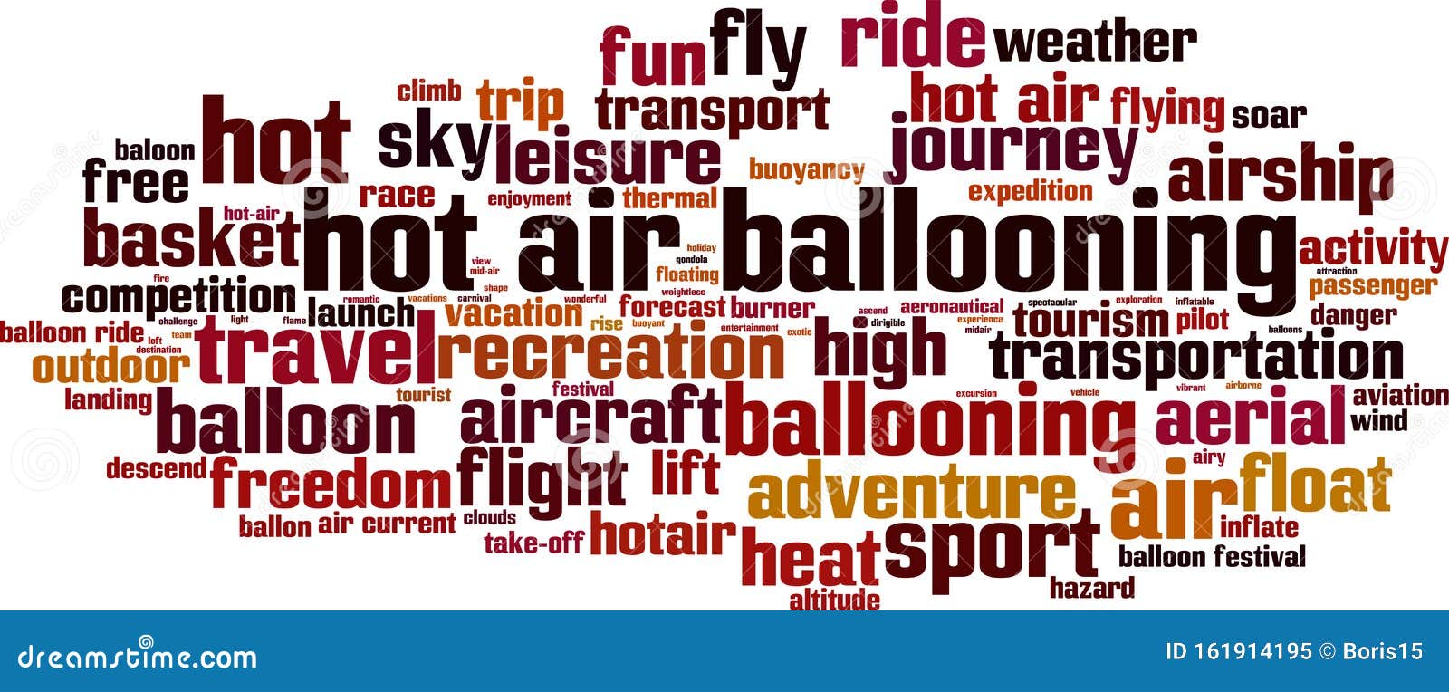 Hot Air Ballooning Word Cloud Stock Vector Illustration of concept