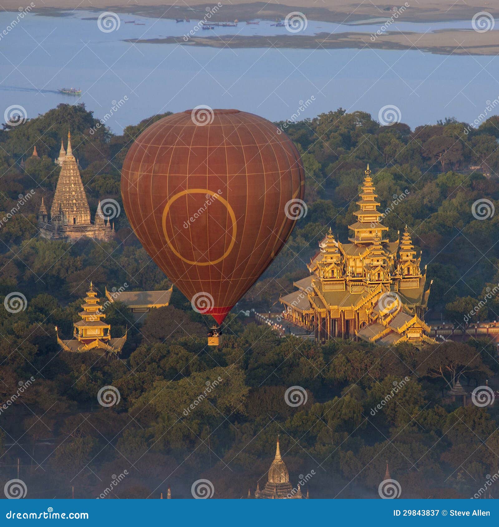 hot air balloon - bagan temples - myanmar (burma)