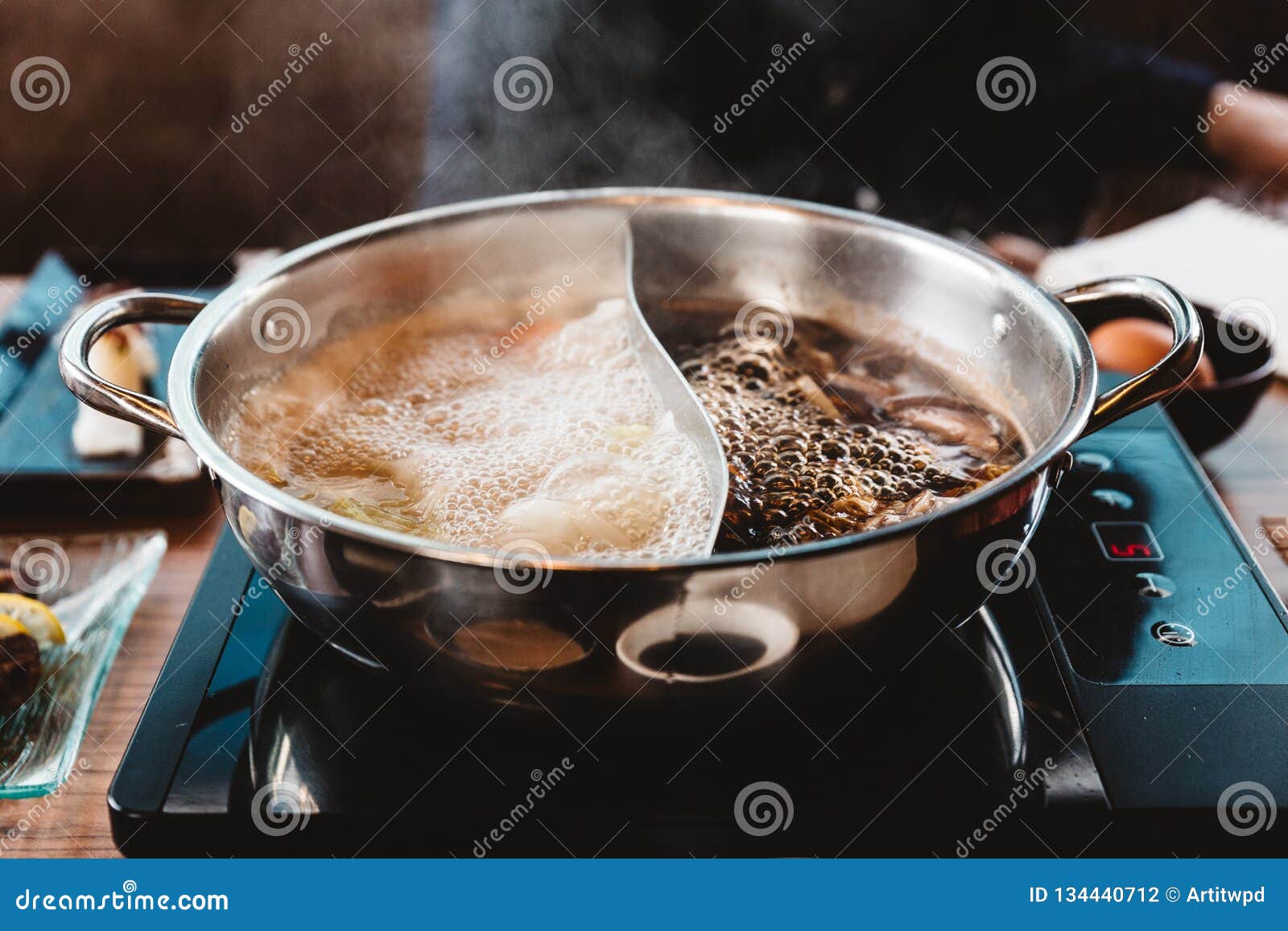 Hot and Boiling Shabu Broth: Shoyu Soup Base and Clear Soup Base in Hot