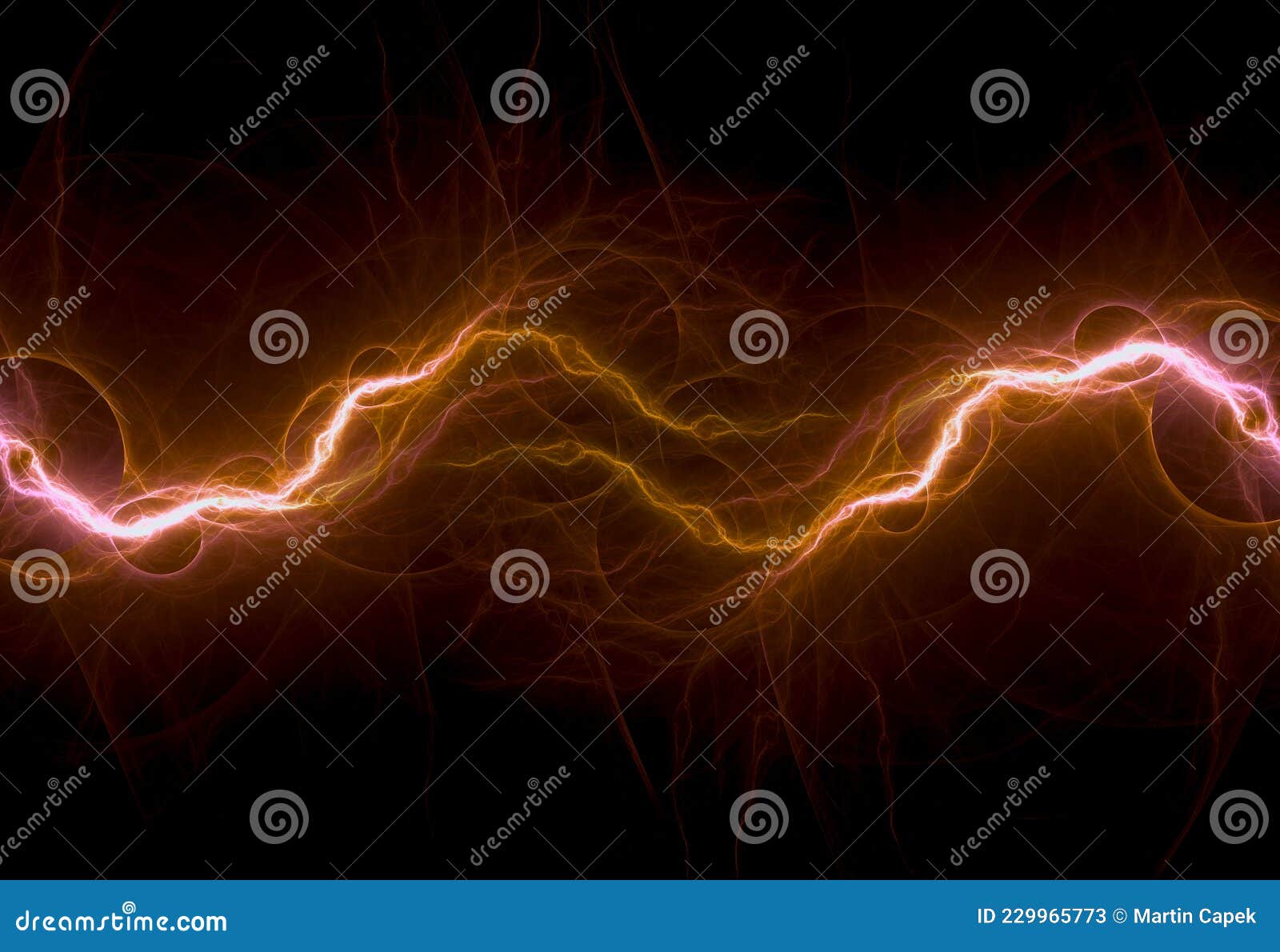Hot Burning Plasma Lightning, Abstract and Energy Stock Illustration