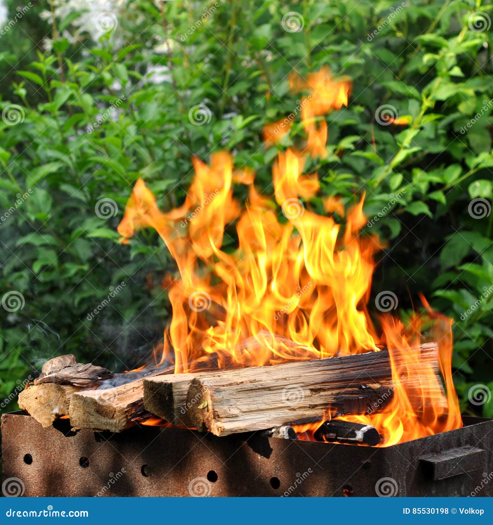 Hot Charcoal Barbecue Grill with Bright Flame Stock Photo Image of