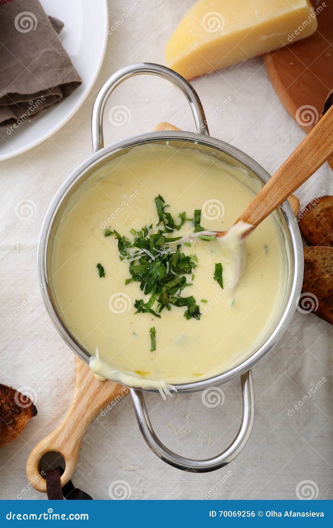 Hot Cheese Soup in Saucepan Stock Photo Image of yellow, nutrition