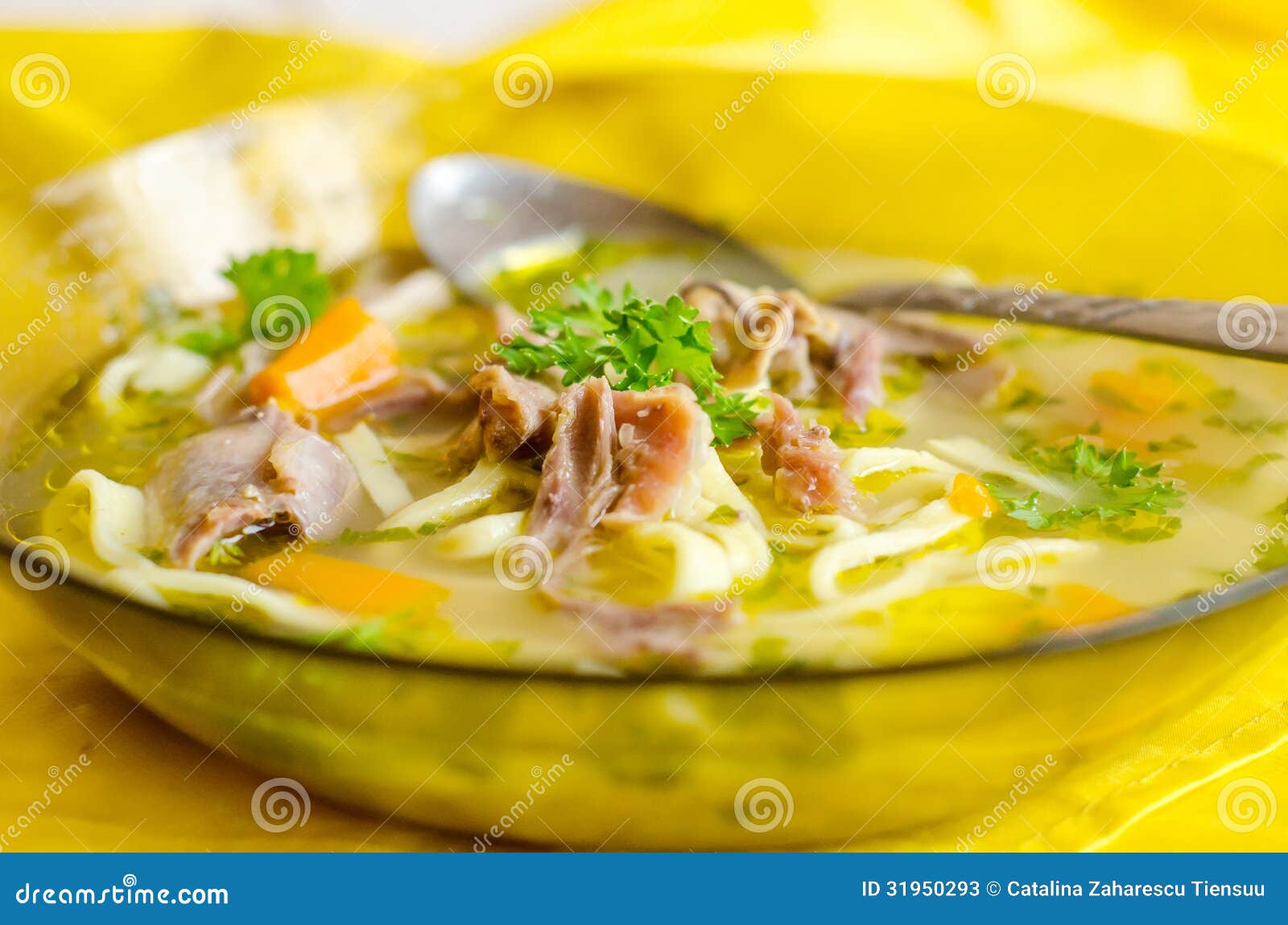 Hot chicken soup stock image. Image of cold, remedy, spoon 31950293